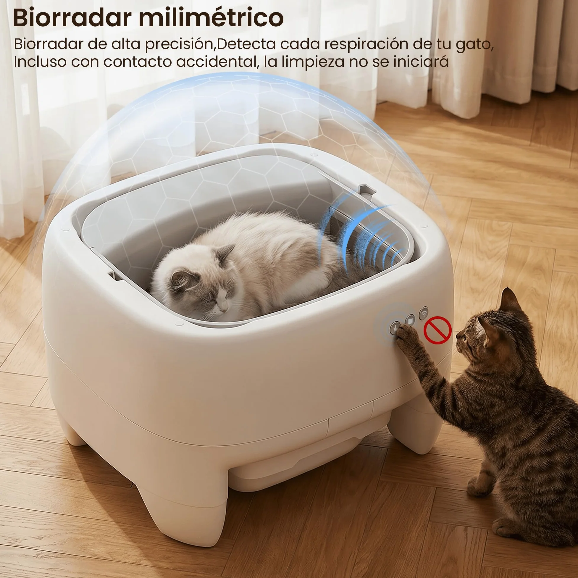 Devoko Arenero Gatos Autolimpiable Grande – Diseño Abierto para Gatos Grandes, Limpieza Sin Esfuerzo, Control App, Sistema Seguridad 6 en 1, Arenero Automatico Gatos para Hogares con Múltiples Gatos