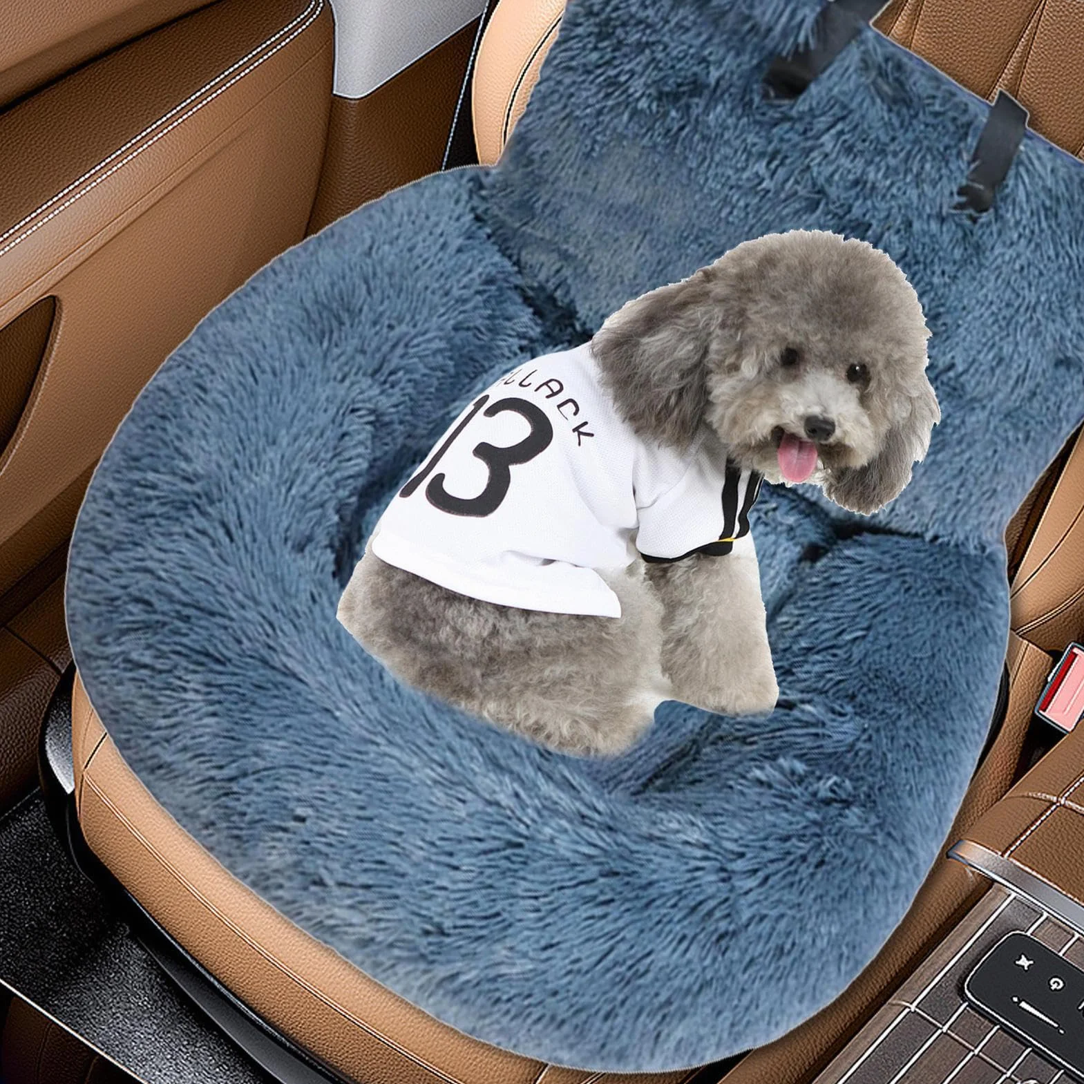 Asiento de coche para perros de algodón,Asiento de coche portátil para | Cama para asiento de seguridad para perros de felp