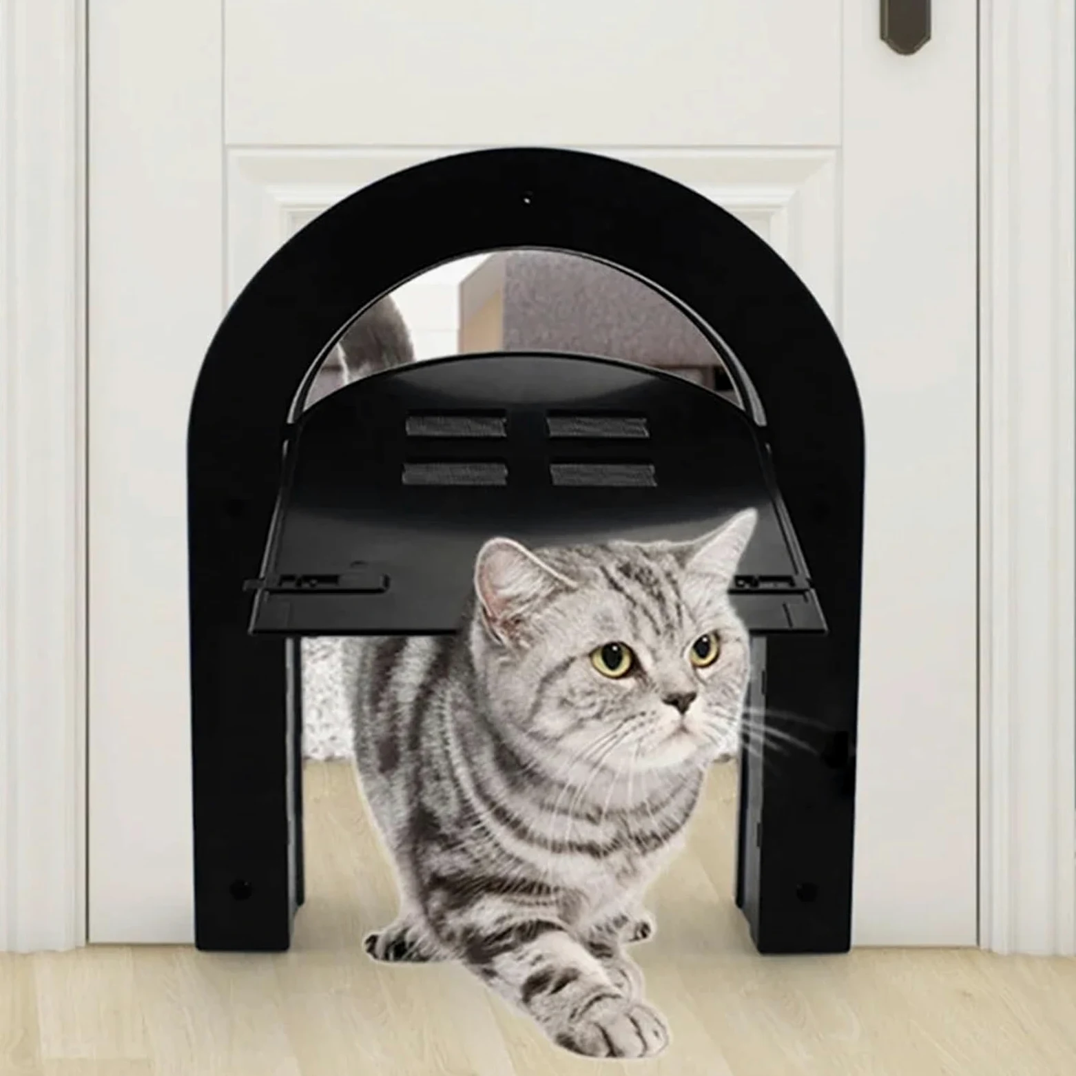 Gateras para Puertas Puerta de Pantalla for Perros y Gatos domésticos, Ventana magnética Entrada Libre for Puertas arqueadas plástico ABS Madera, Accesorios(White)