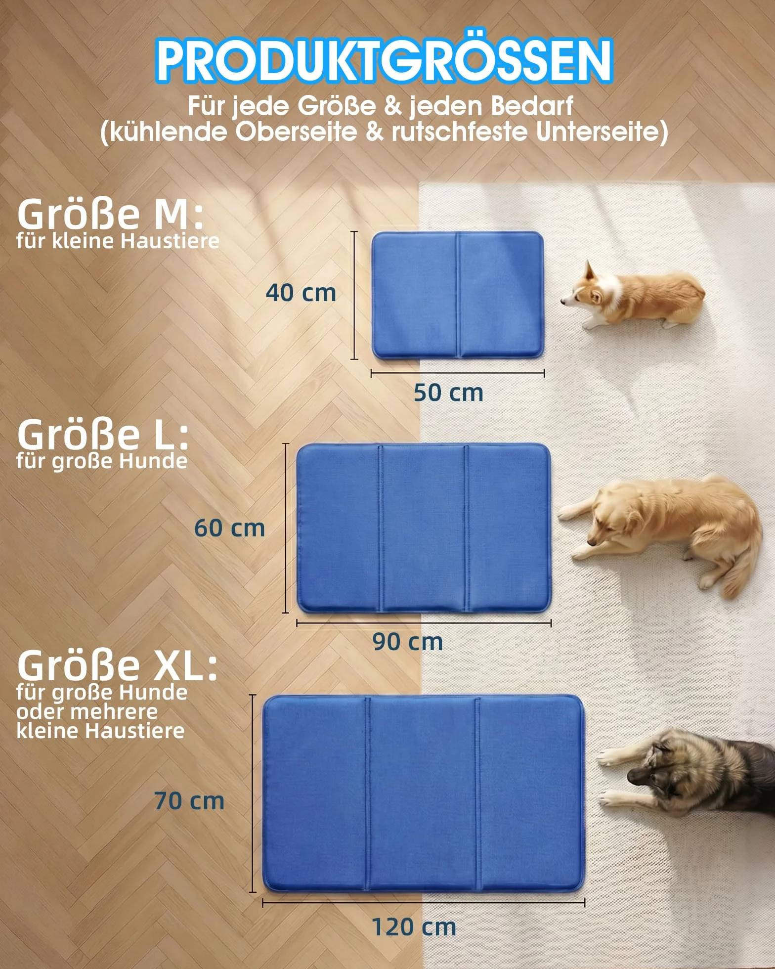 petnf Alfombrilla Refrescante para Perros y Gatos, Duradera Antideslizante Tapete de Refrigeración para Perro para Interior y Jardín, Dog Cool Mat de Gel No Tóxico Autoenfriante en Verano, 50x40 cm