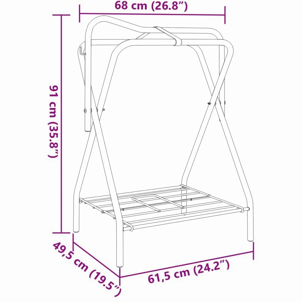 vidaXL Soporte de Montura Plegable de pie Independiente Hierro Negro, Soporte para Silla de Montar, Soporte para Montura, Soporte para Silla de Montar portátil