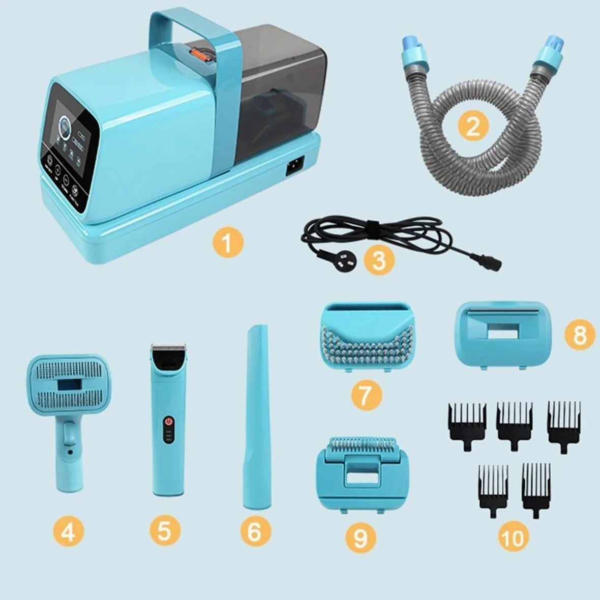 Aspiradora de aseo para perros, kit de aseo para perros, cortaúñas para perros, cepillo de aseo para perros con 5 herramientas de aseo para mascotas, removedor de pelo de bajo ruido,