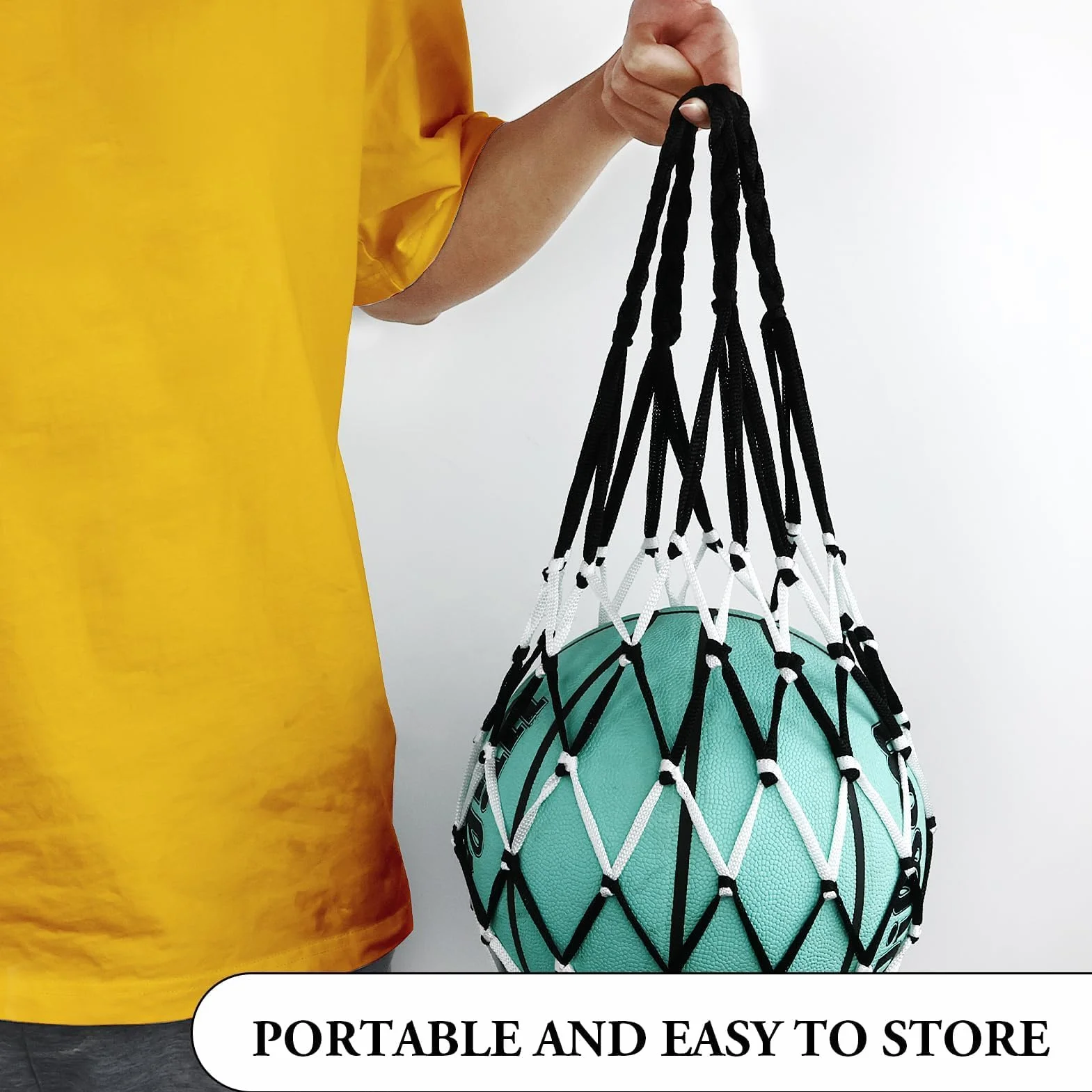 Bolsas de malla para baloncesto, red portátil para pelotas, resistente, negro/rojo+negro blanco