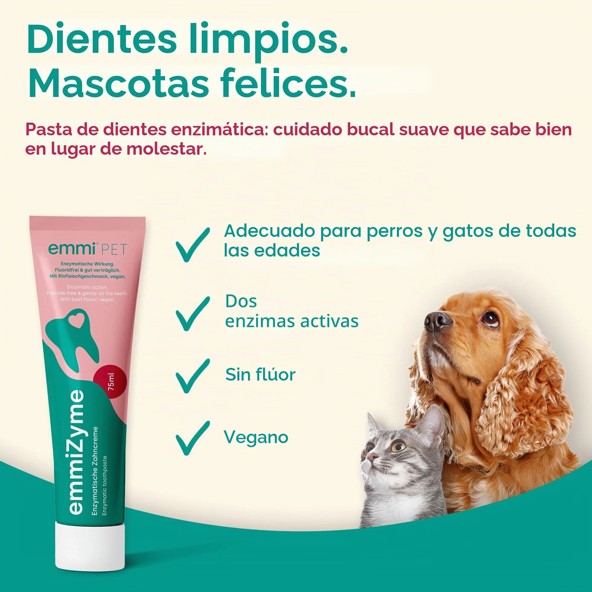 emmi-pet 1x emmi Orozyme Gel para el cuidado dental de perros y gatos con función de autolimpieza