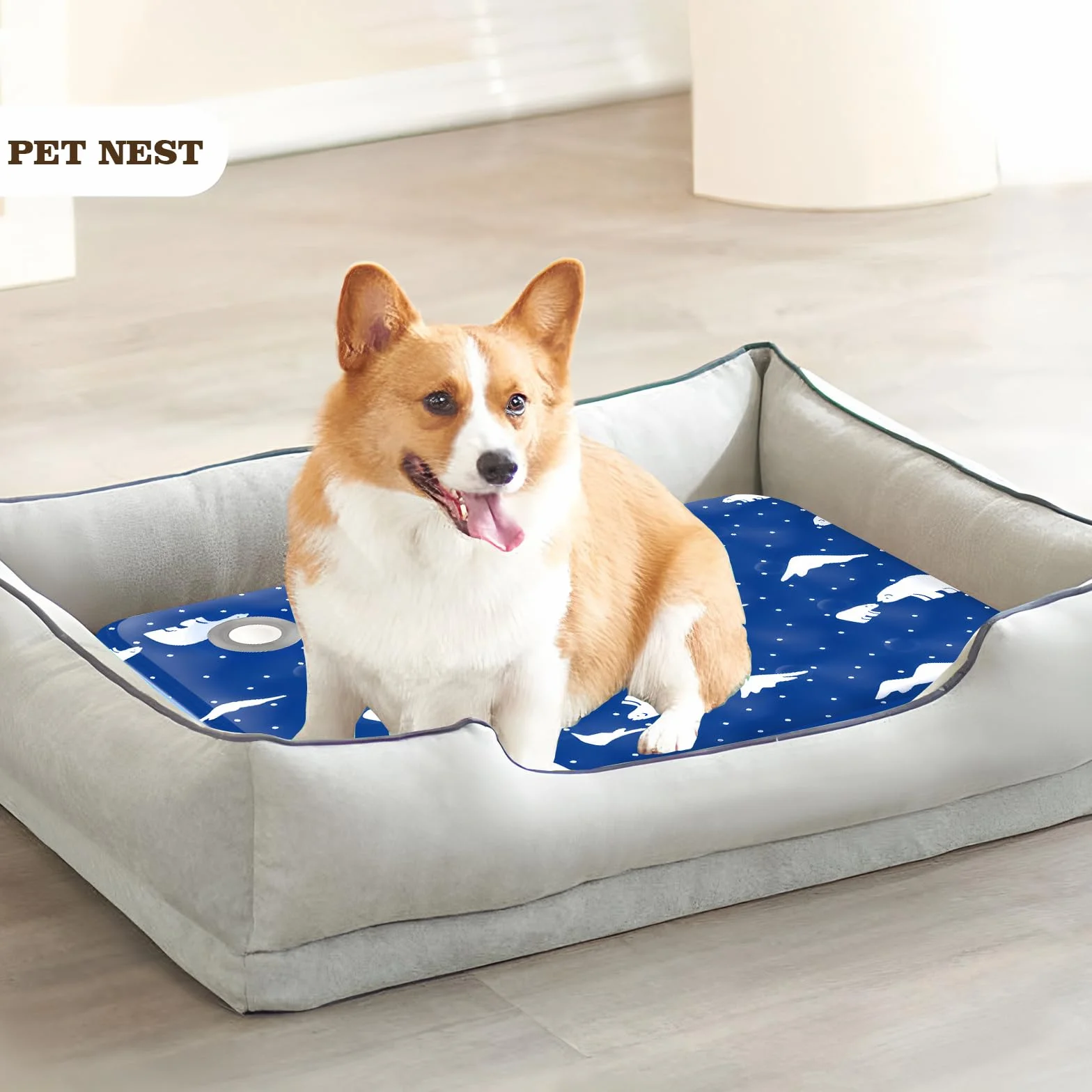 Alfombra Refrescante para Perros Gatos,Mascotas Alfombrilla Autoenfriante,Cama Refrescante Perro Inyección De Agua,Cama Gat Frio Animales Colchon Mascotas para Verano,40x50cm,M,Oso de hielo azul real