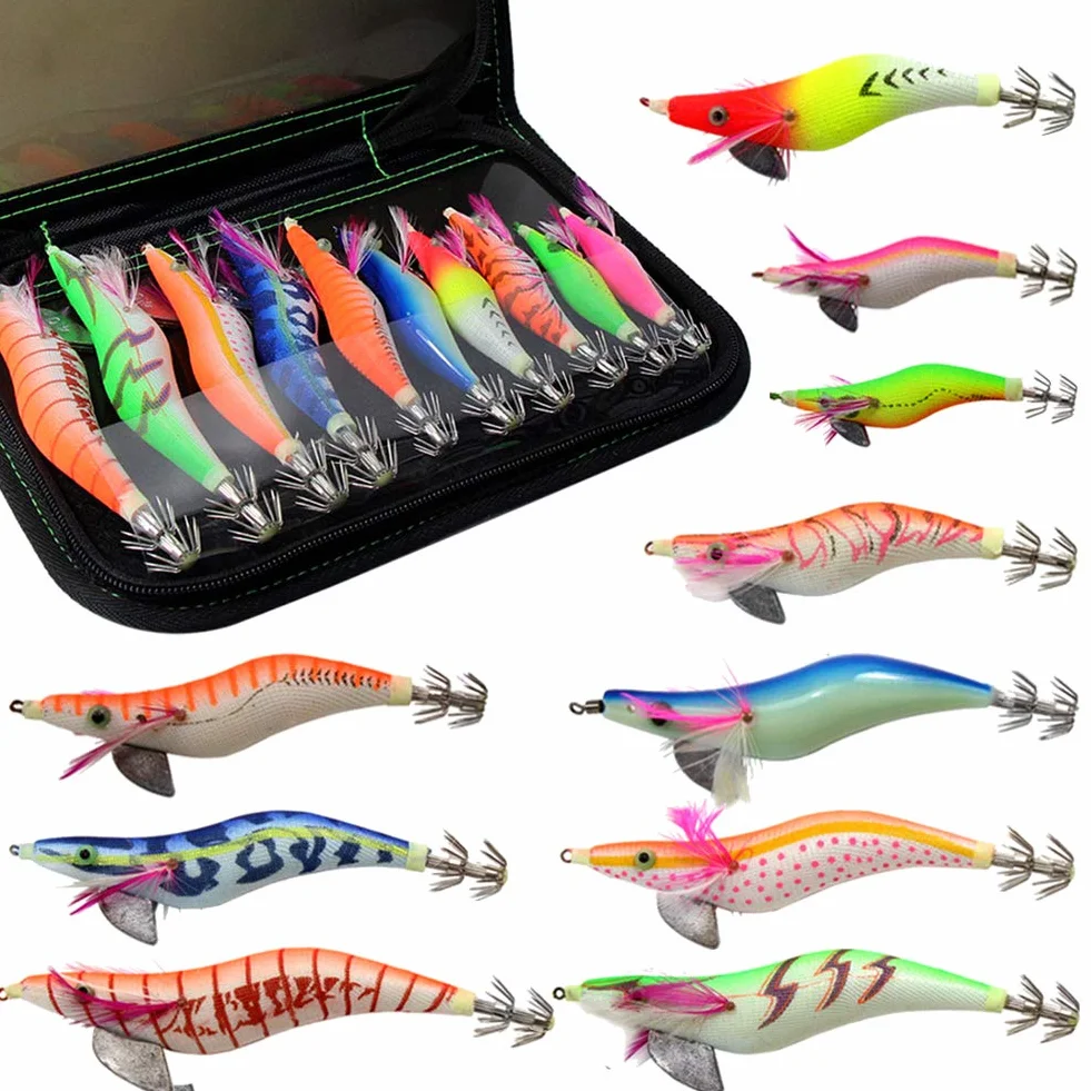 Croch 10 Piezas Señuelo Luminoso Pesca Camarones Cebo Calamar Sepia Pulpo