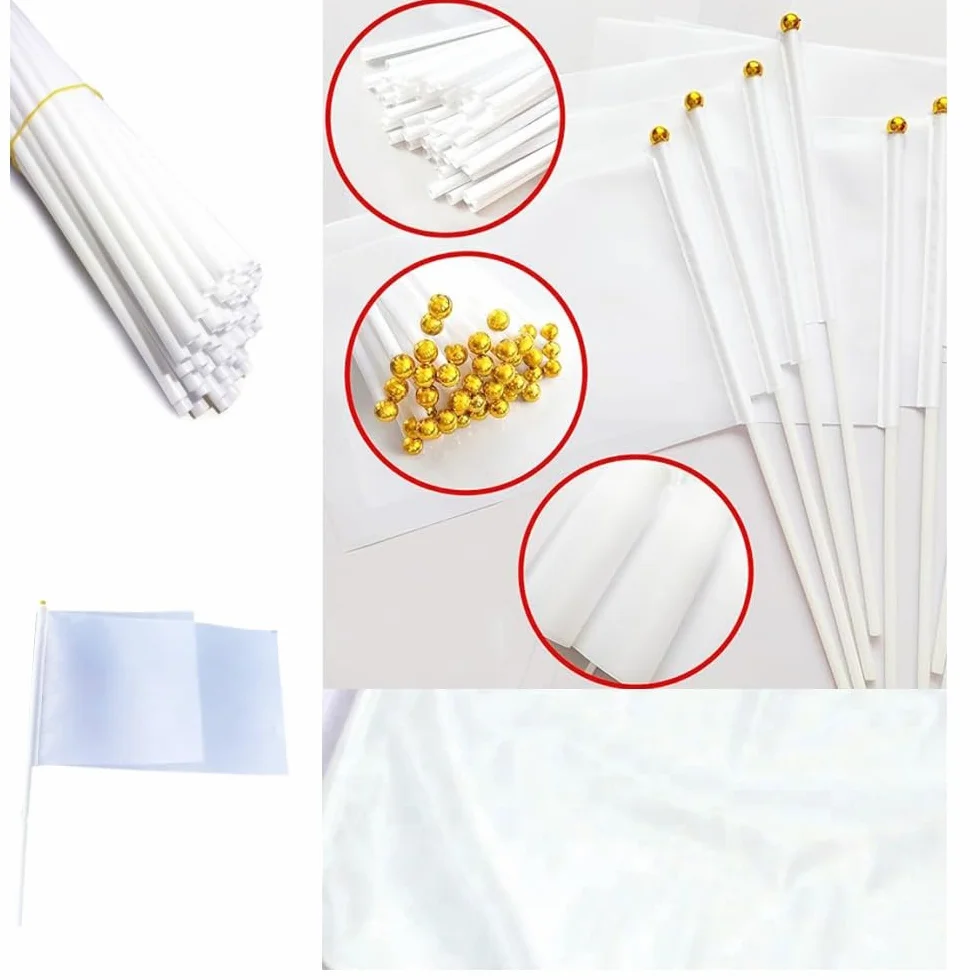 Banderas con diseño propio minibanderas hechas a mano con barra en blanco para pintar fiestas desfiles celebraciones eventos deportivos decoración