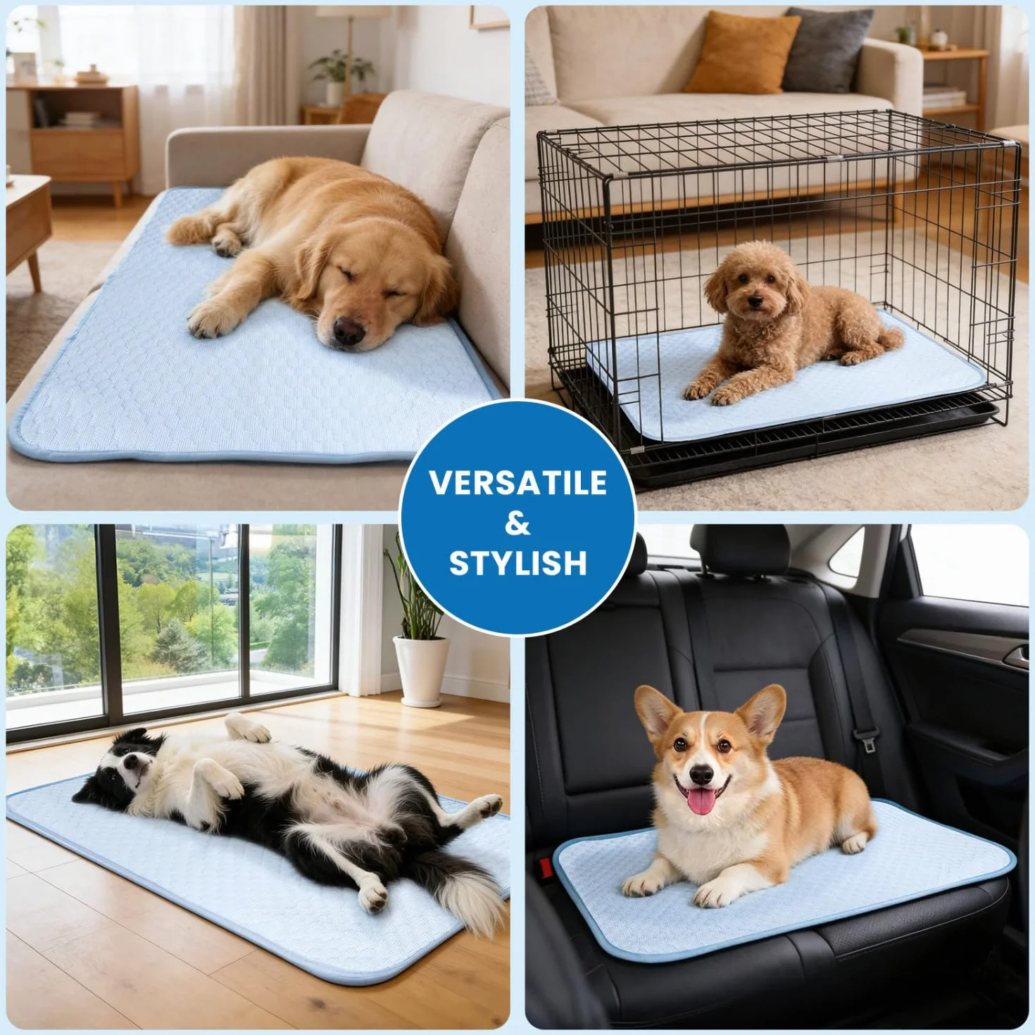 Nobleza Alfombra Refrescante para Perros, con Tecnología QMAX>0.5, Cama Perro Verano, Antimordedura, Lavable y Portátil, Ideal para Viajes y Hogar, 70x60cm