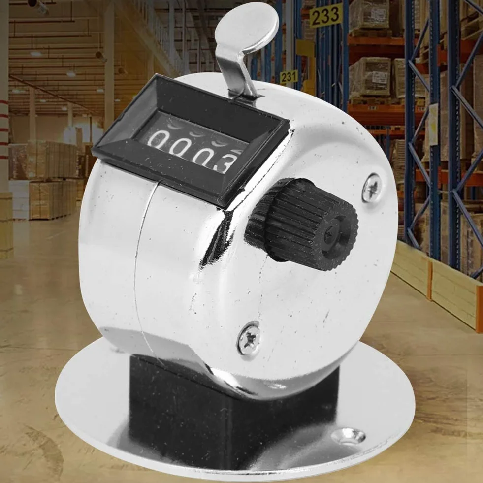 Contador Manual Mecánico 4 Dígitos Clicker Portátil Acero Inoxidable