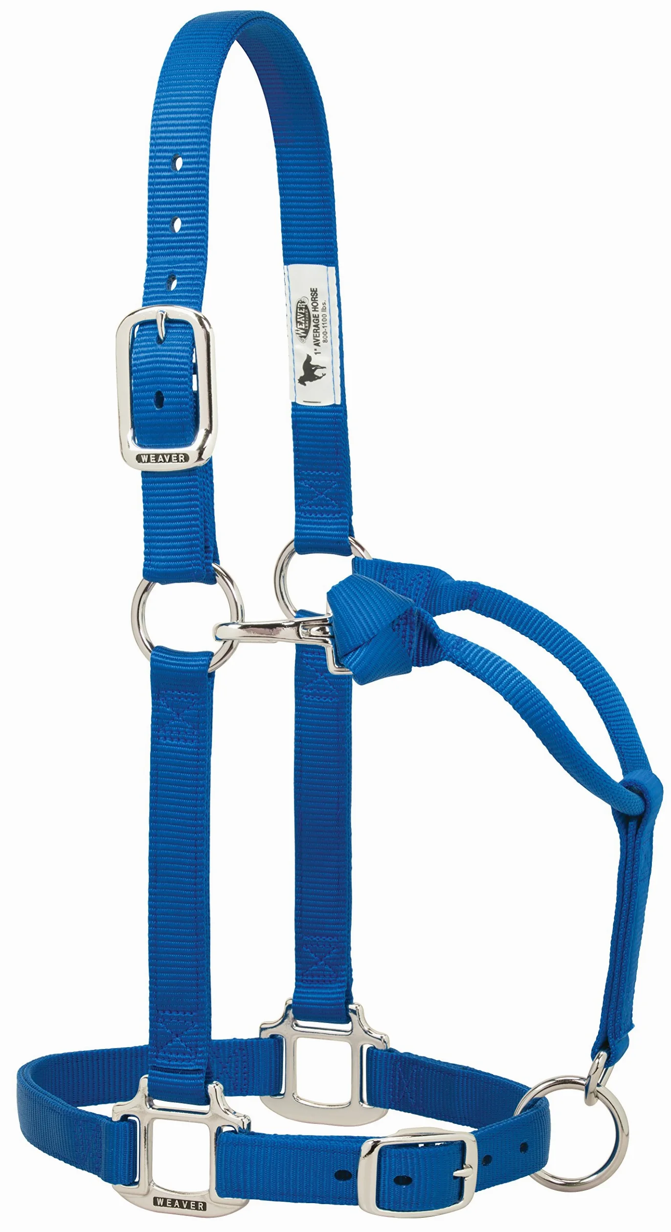 Weaver Leather Original - Halter de Nailon Ajustable con Accesorios cromados, 35-7374-BL, Azul, 1" Small Horse