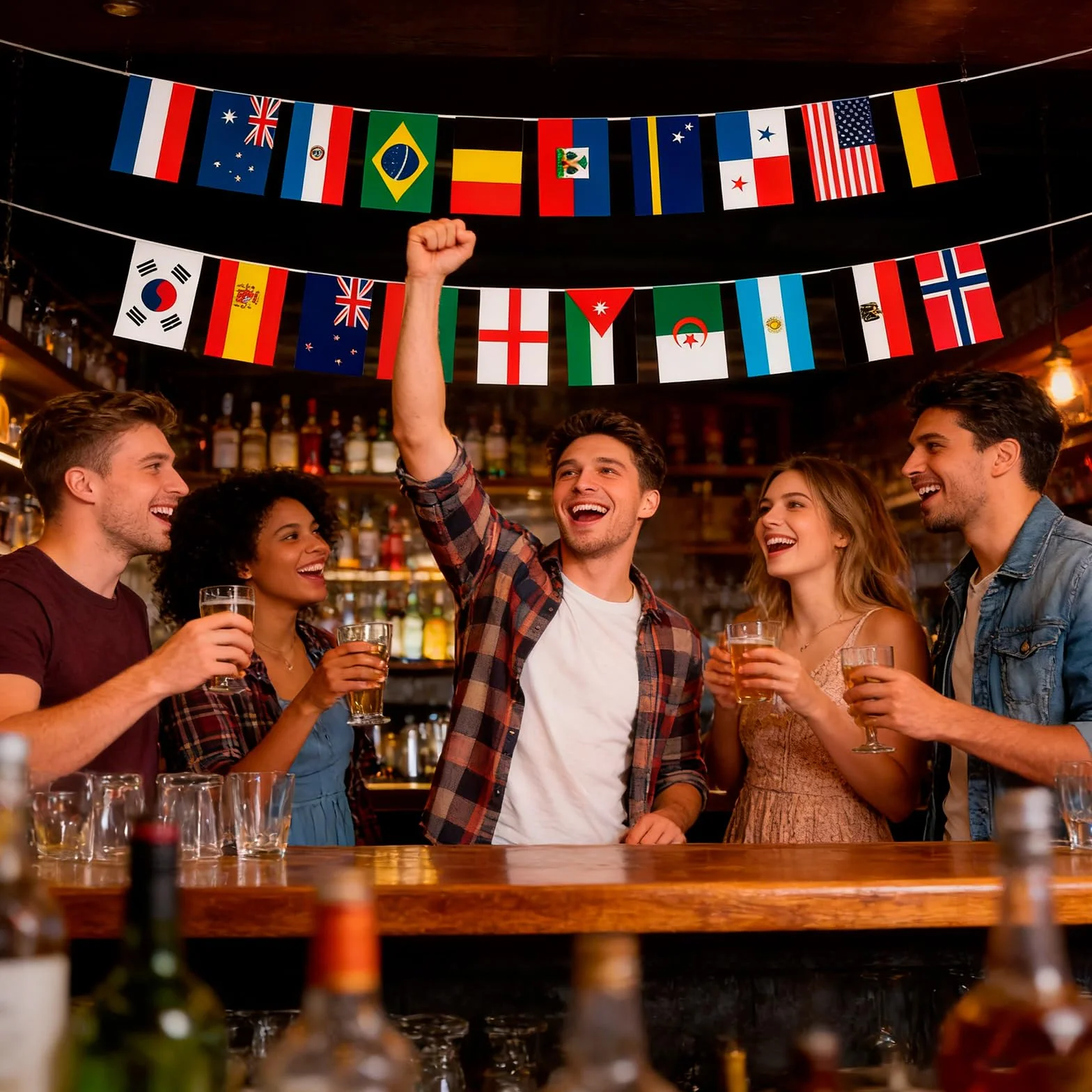 Campeonato Mundial 2026 Banderines 42 países 10 m decoración fiesta fútbol Alemania