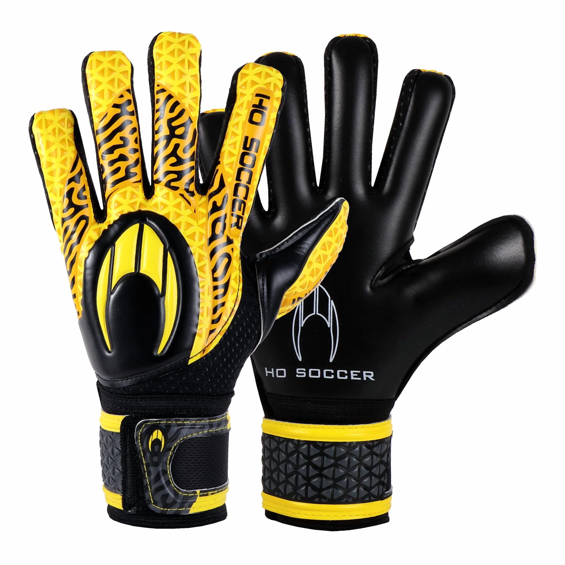 HO Soccer HG Initial NG HARDGROUND Guantes de Portero, Negro/Amarillo