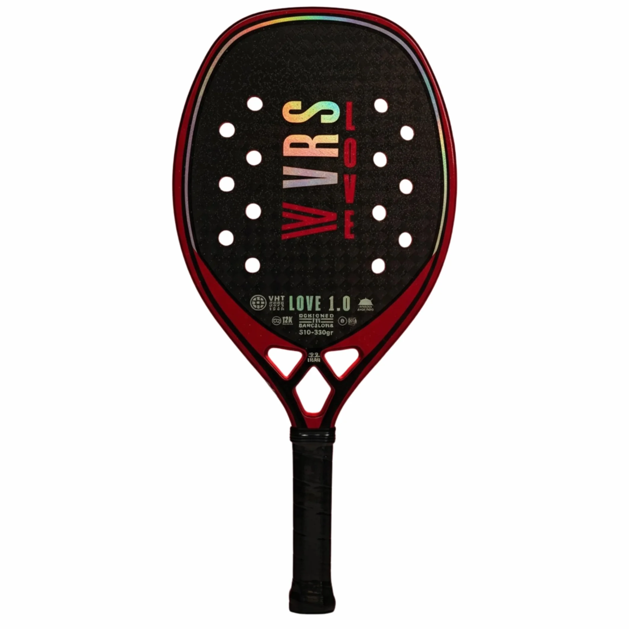 Raqueta Beach Tennis Profesional VIRUS Love 1.0 Carbono 12K Black EVA Soft Balance Medio Control Potencia