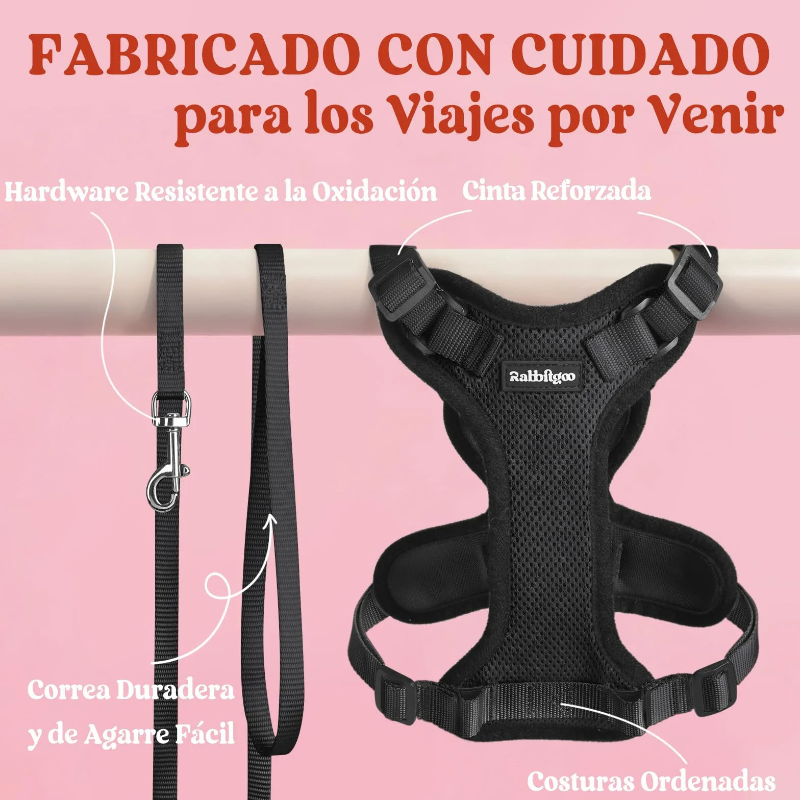 rabbitgoo Arnes para Gatos Antiescape con Correa 150cm, Arnes Gato Ajustable Reflectante, Chaleco de Tela de Malla Suave y Transpirable, Arnés Gato Pequeño para Caminar Entrenar, XS, Negro