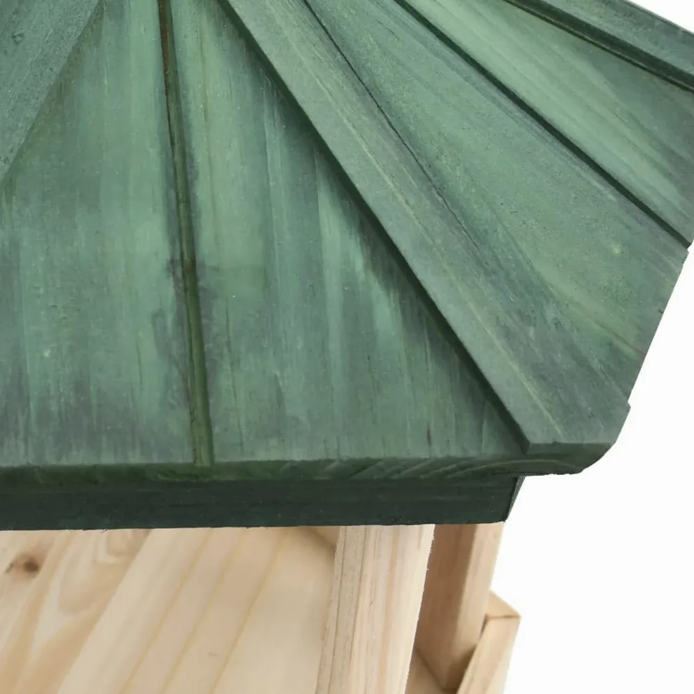 Comedero para pájaros octágono de madera maciza de abeto 33 x 30 cm, resistente a la intemperie, comedero para aves silvestres, soporte para bolas de masa de carbonero, comedero para jardín, balcón