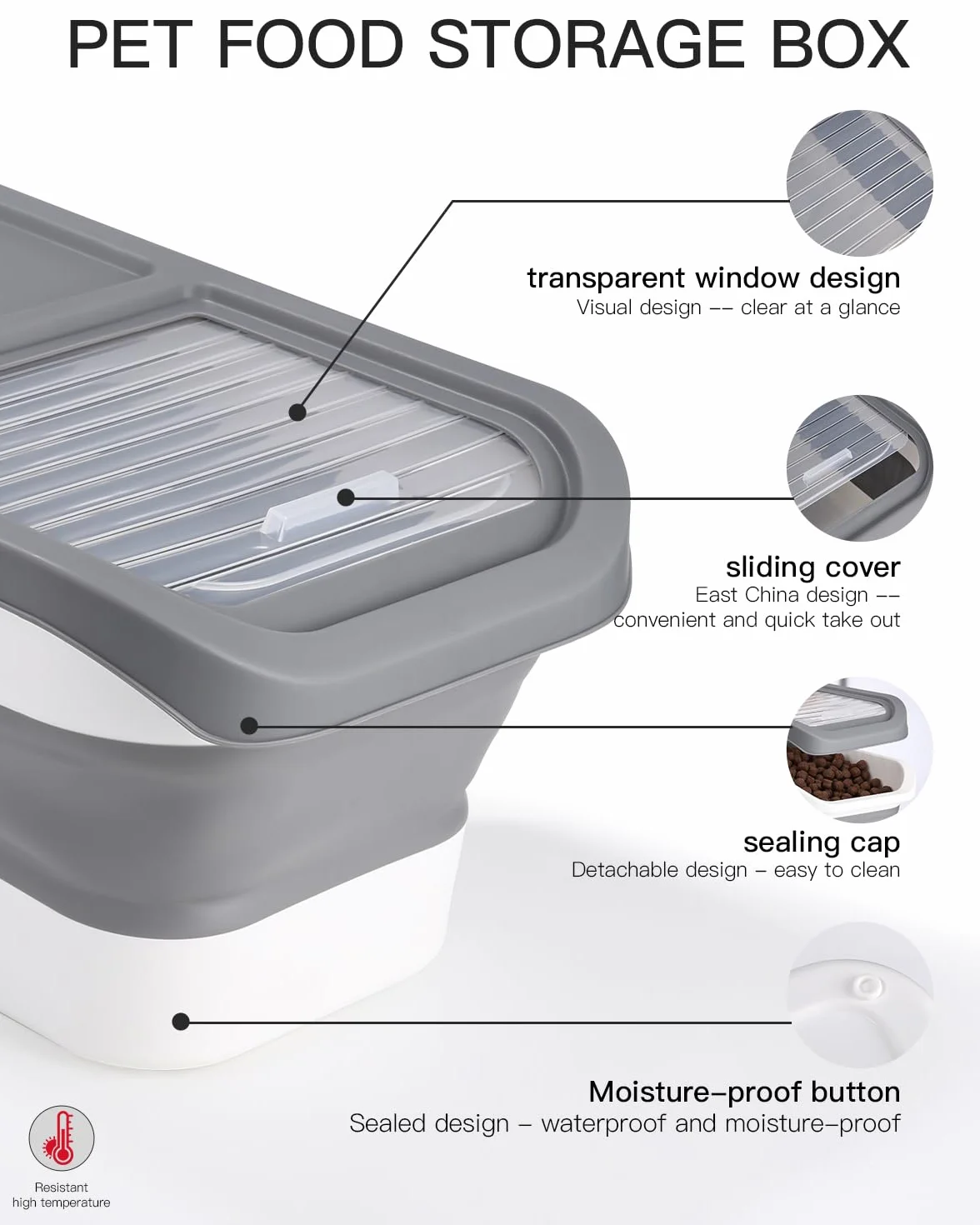 Zawaer Contenedor de Comida para Mascotas 5KG, Pienso Perro Gato Plegable Cubo Caja Almacenamiento Comida con Pala y Taza Medidora