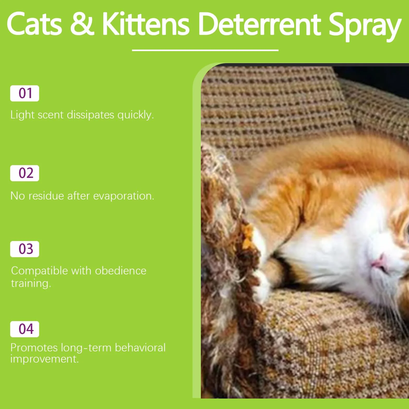 Spray Antiarañazos Gatos,Disuasión Arañazos Repelente Gatos,Protege Muebles,para Uso Indoor Y Outdoor,100ML