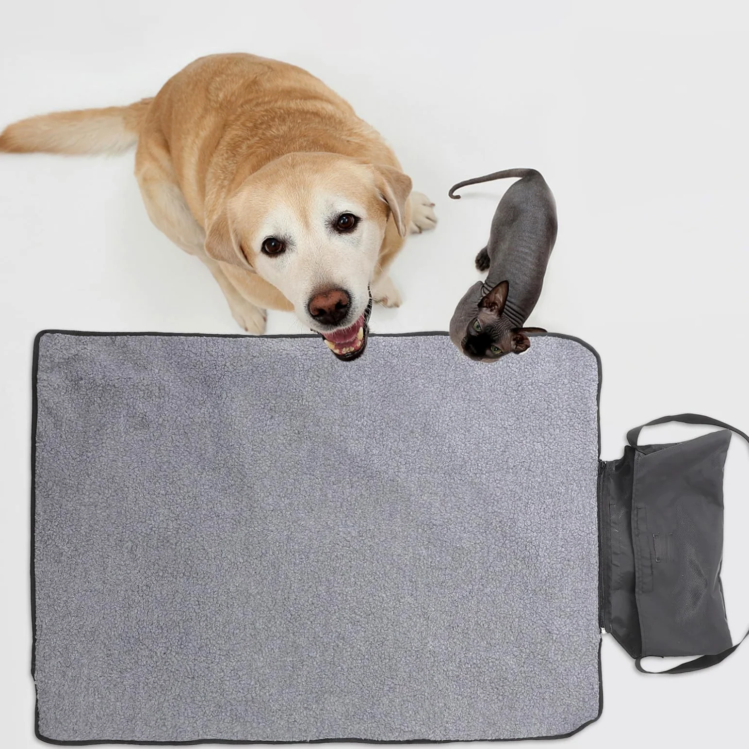 Abaodam Manta Plegable para Mascotas Manta De Viaje para Exteriores para Perros y Gatos Negra