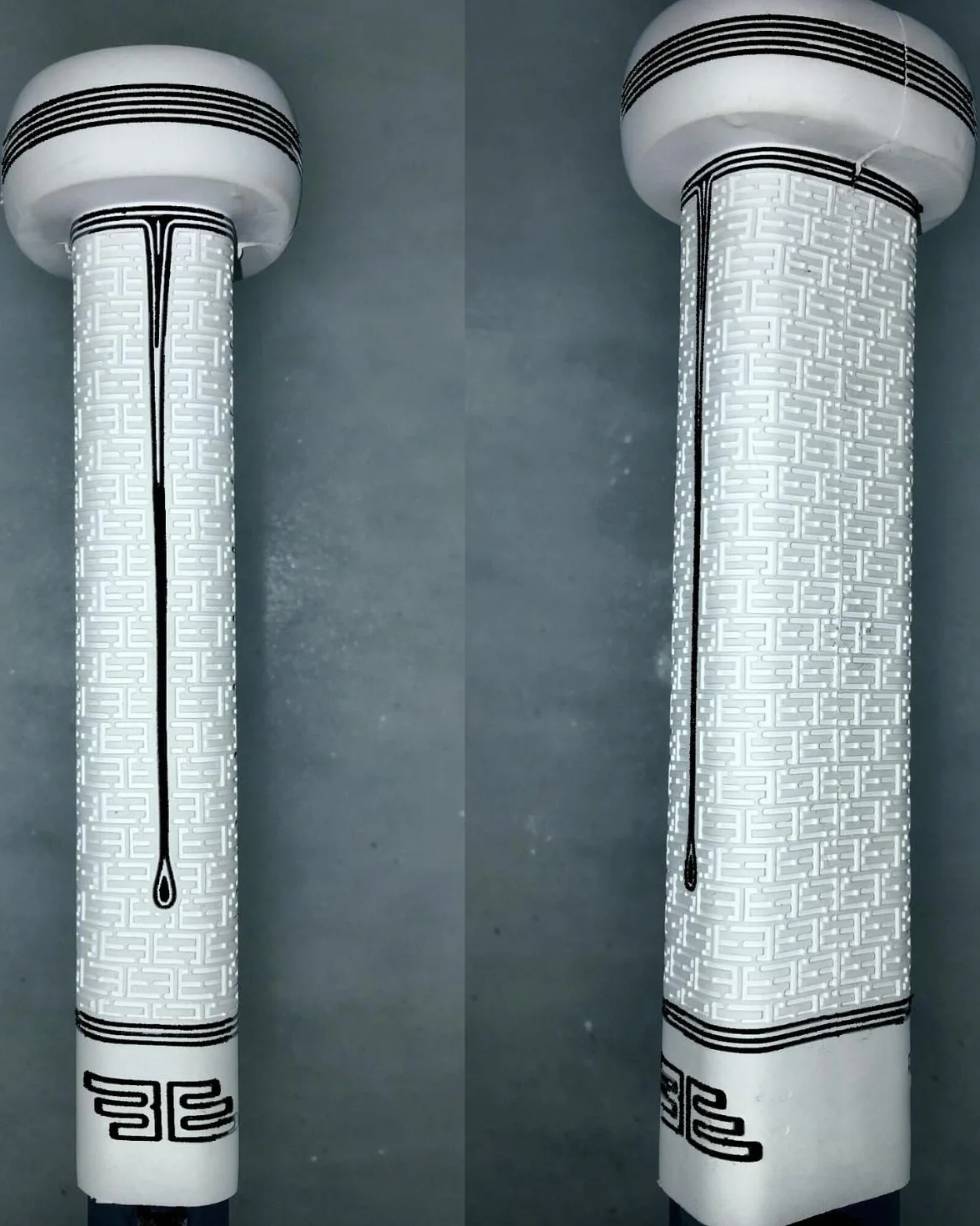 Buttendz Sentry Empuñadura de Repuesto para Palo de Hockey de Portero - Control de Precisión con Perilla Sobredimensionada, Textura Mejorada (Blanco con Goteo Negro)