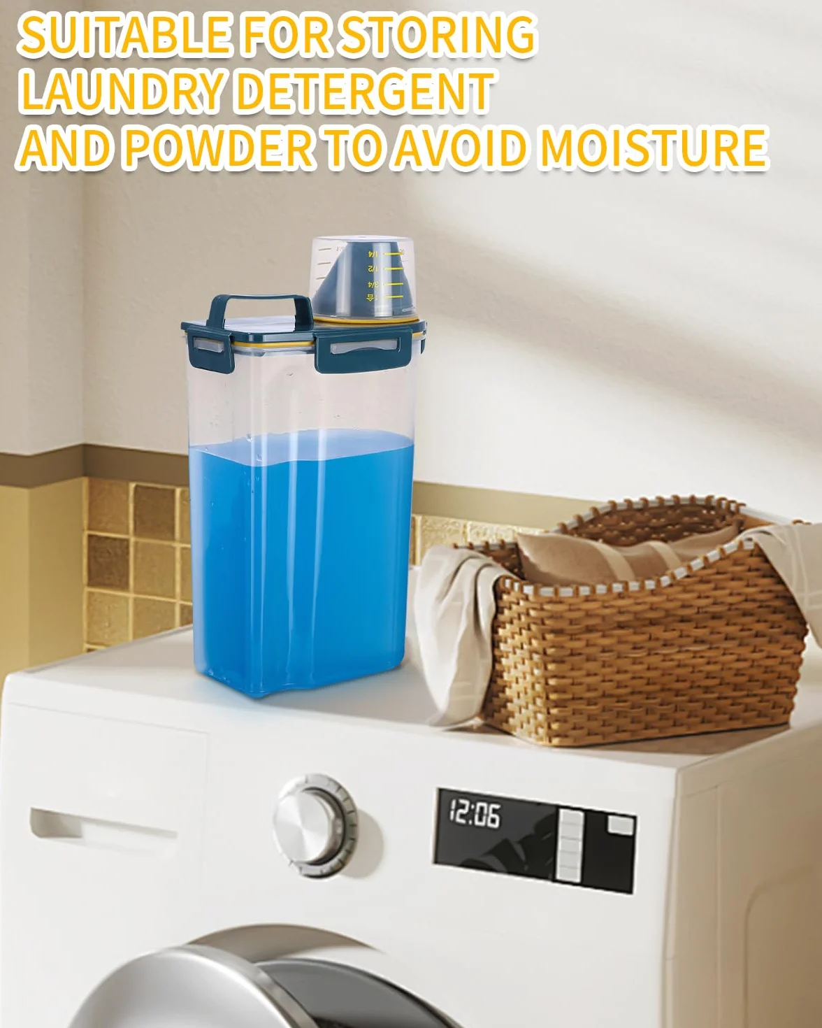 jutyum 2 tarros de almacenamiento de 3 l, almacenamiento de detergente, organizador de cocina, caja de almacenamiento de polvo de lavado, almacenamiento de comida para perros, caja de almacenamiento
