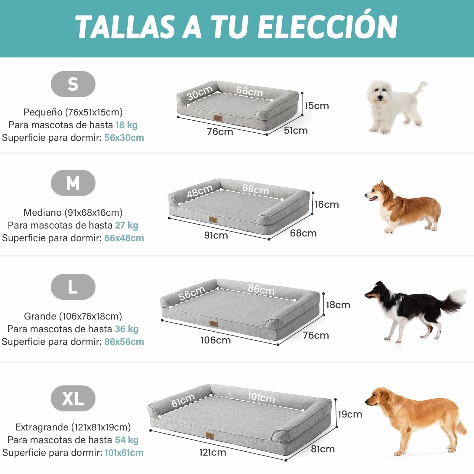 COZY KISS Cama Refrigerante Ortopédica para Perros Talla XL 107x76x18 cm - Sofá Ergonomico para Perros con Funda Desenfundable y Lavable & Espuma de Alvéolos, Impermeable, Gris Plateado, XL