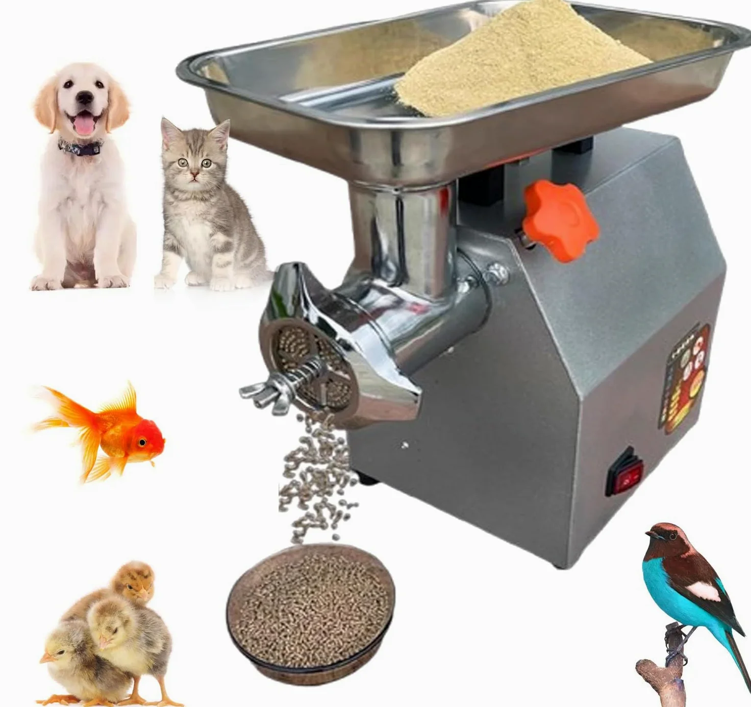 Máquina eléctrica de pellets para alimentación de animales, de alta eficiencia, para gatos, perros, aves de corral, conejos, salida uniforme