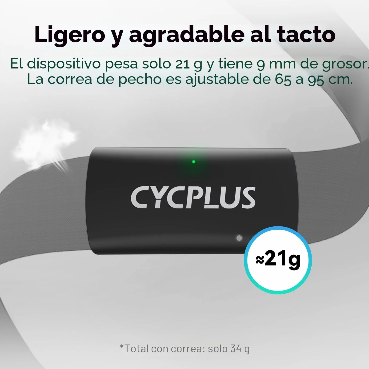 CYCPLUS H2Pro Monitor de Frecuencia Cardíaca Banda Torácica Bluetooth ANT+ IPX7 Impermeable 500h Batería