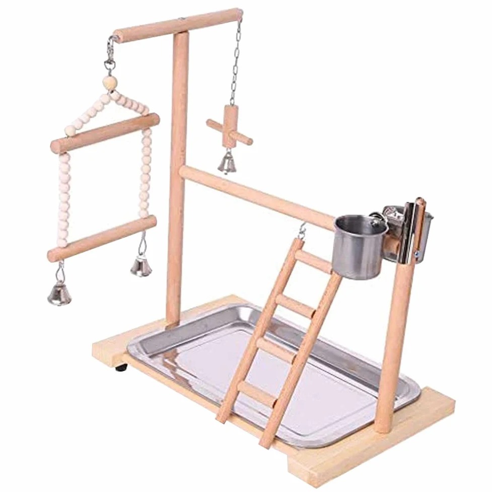 Percha para pájaros Soporte de Percha for pájaros, Plataforma for Loros, Parque Infantil, Soporte for, Escalera, Juguetes interactivos con Tazas alimentadoras