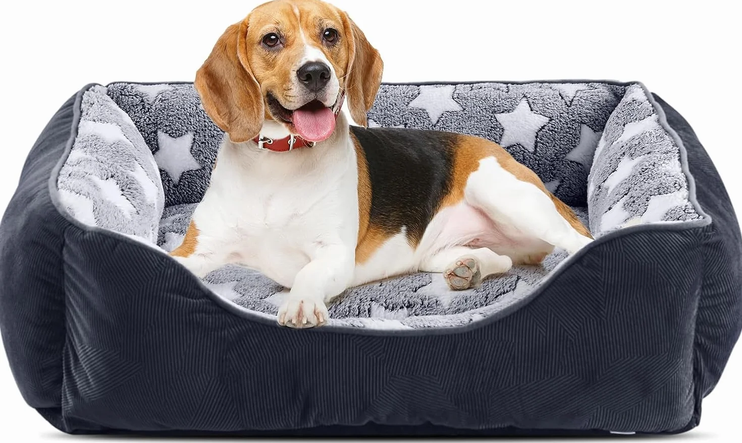 FURTIME Cama para Perros Medianos Antideslizante Antiestres - Colchon Lavable, Caseta, Cuna, Sofa - M(63x53x20cm) Negro