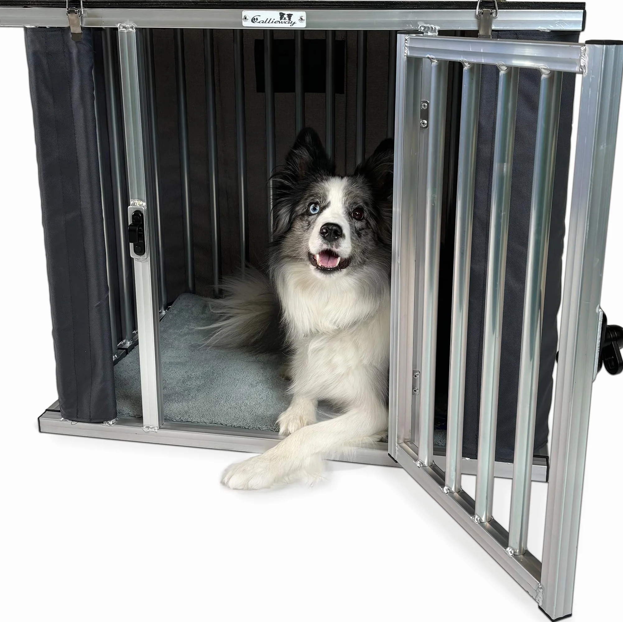 Callieway Dogbox de aluminio plegable/plegable para perros/jaula de transporte plegable (XL)