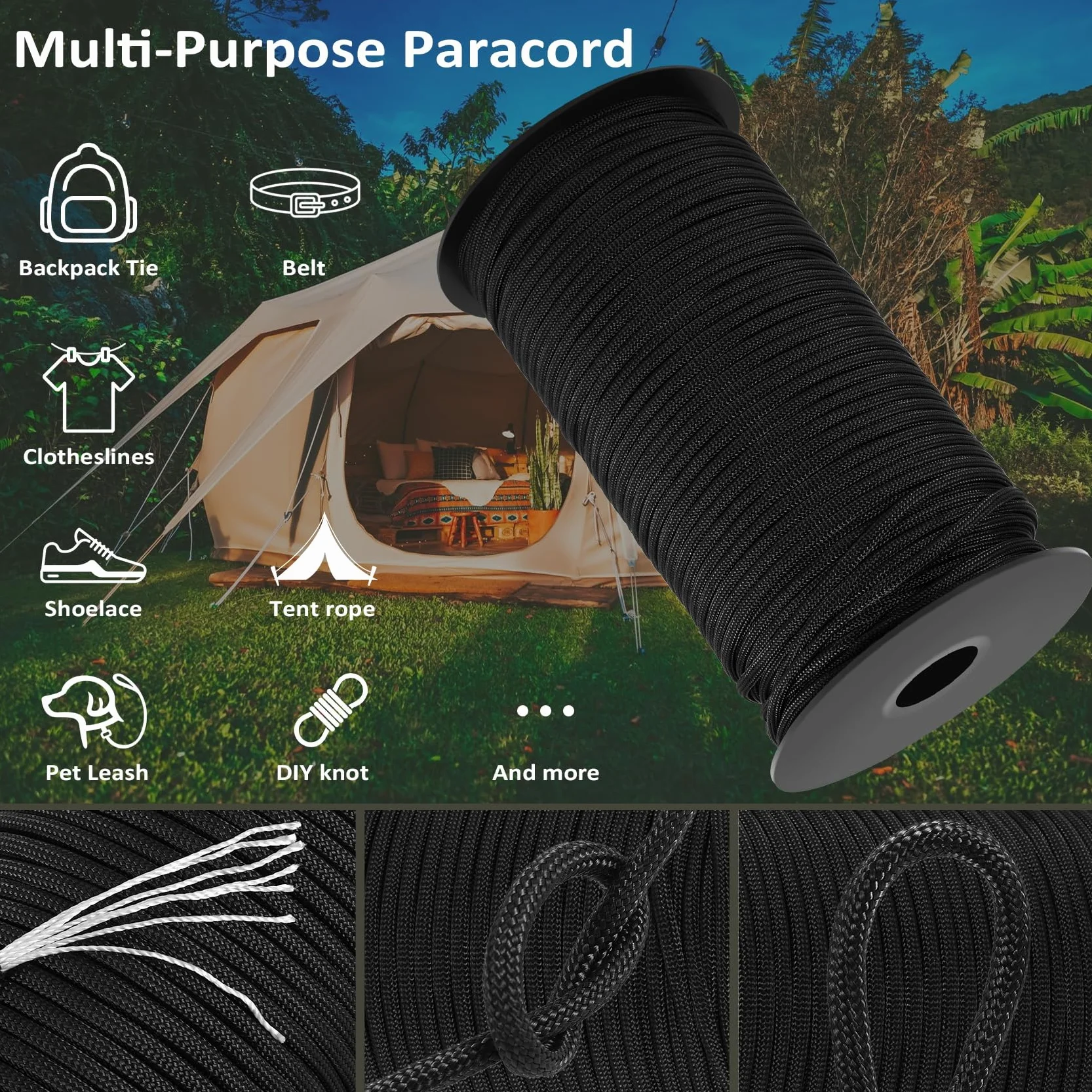 Cuerda de nailon paracord 4 mm 100 m para manualidades bricolaje camping