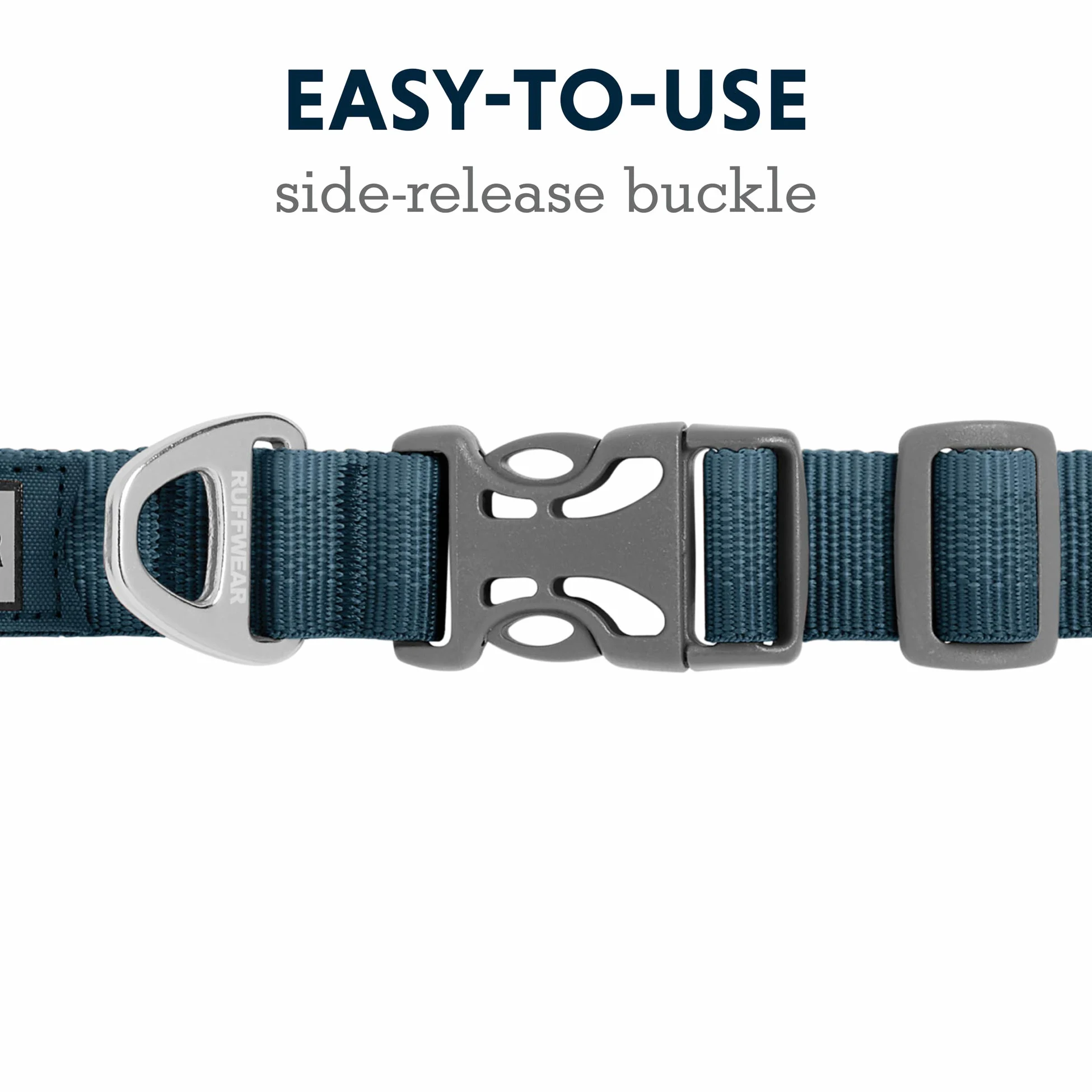 RUFFWEAR Collar de Perro, Front Range Collar, Resistente Correa Tubelok, Anillo de fijación de Aluminio y Hebilla de Apertura Lateral, Elegante y Duradero, Blue Moon, Medium, 36-51 cm