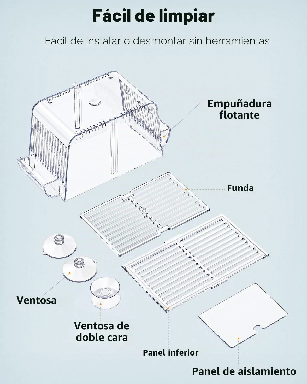 Pawfly Caja de cría de peces de acuario con 6 ventosas de acrílico para peces bebés, camarones, betta, guuppy, platy