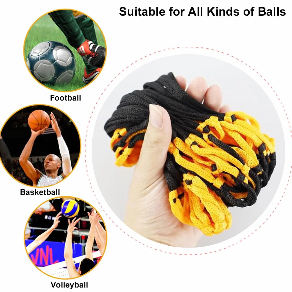 KARELLS Bolsa de Red de Nylon para Pelotas de Fútbol, 2 Piezas
