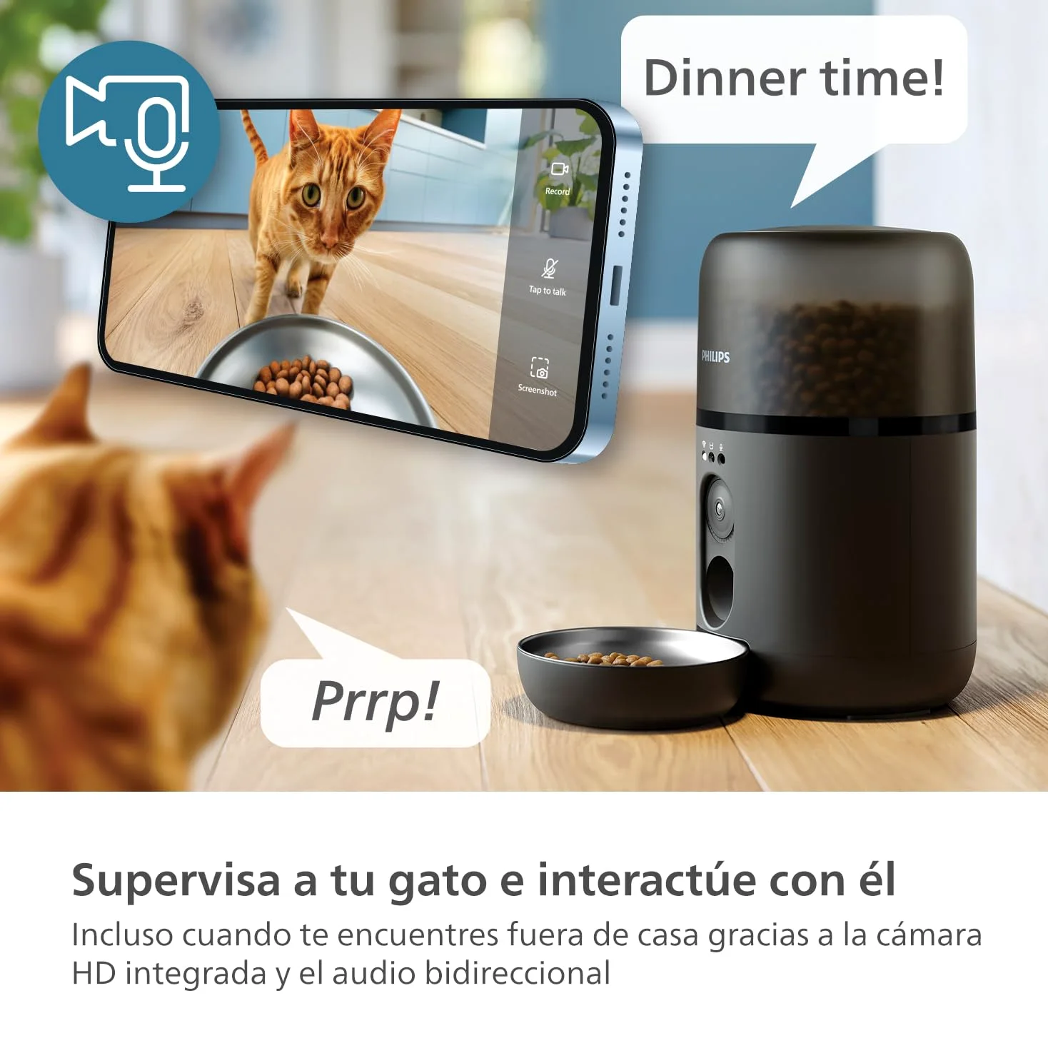 Philips Pet Series Comedero Inteligente, Detección de Movimiento, Programación de Comidas, Notificación de Reposición, Tecnología Antiatascos, Comida Fresca, Fácil de Limpiar, Aplicación (PAW5320/02)