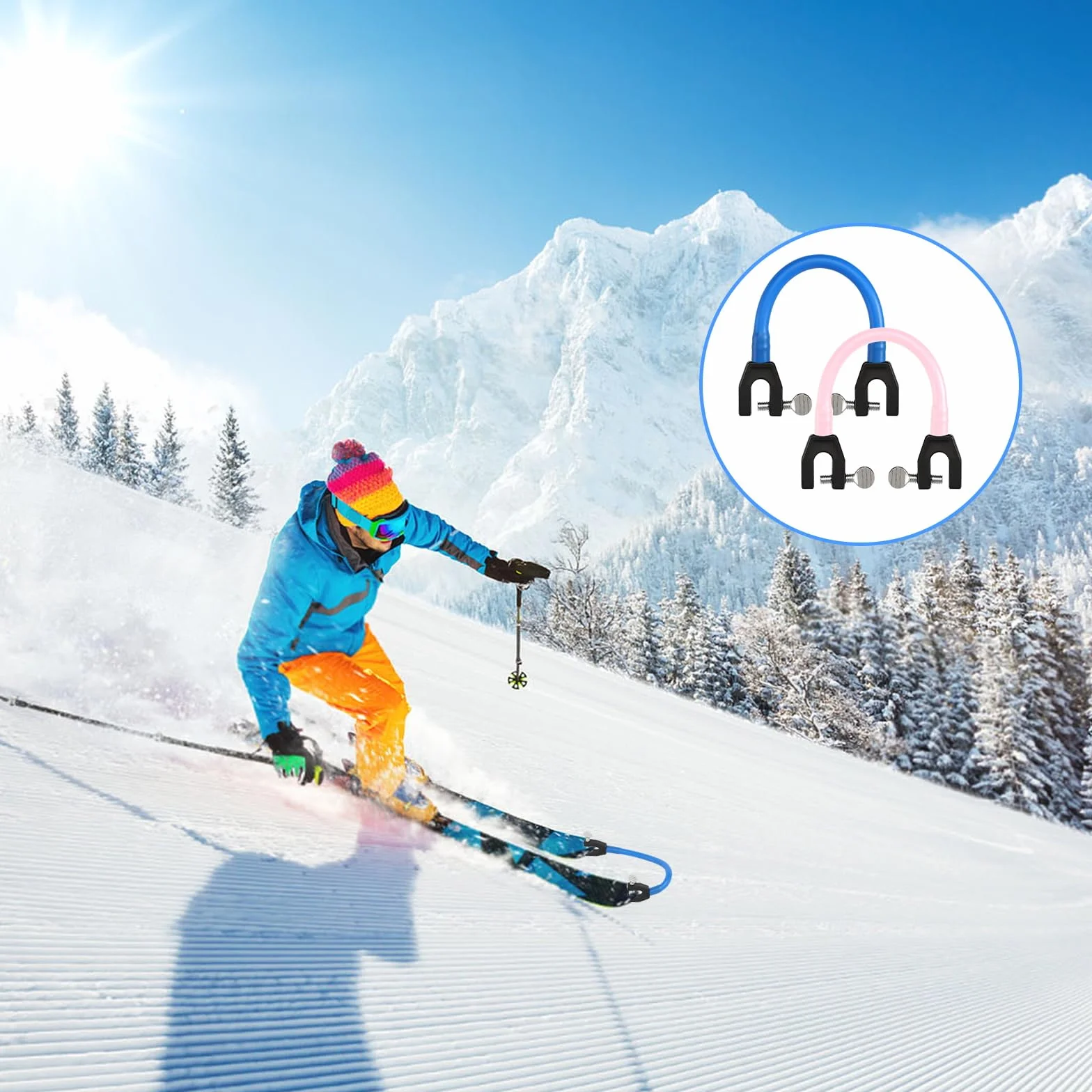 DUTIFUL conectores de puntas de esquí para niños, ayuda a la formación, control de velocidad, pinzas para snowboard