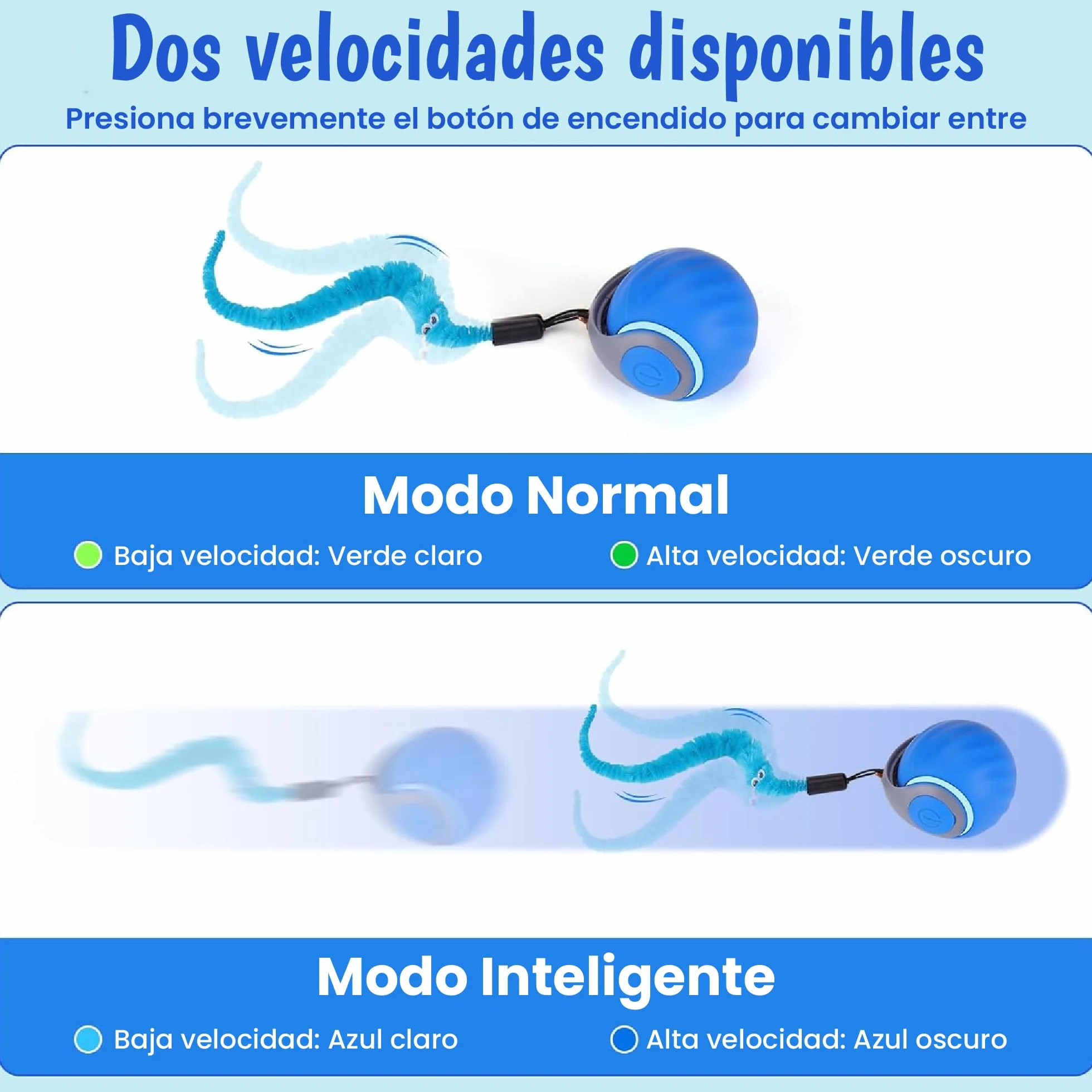Doggie Juguete Gato 2 Velocidades - Juguete Interactivo Gato y Pelota Interactiva para Gatos - Juguetes para Gatos Innovadores - Cat Toy para Ejercicio y Diversión