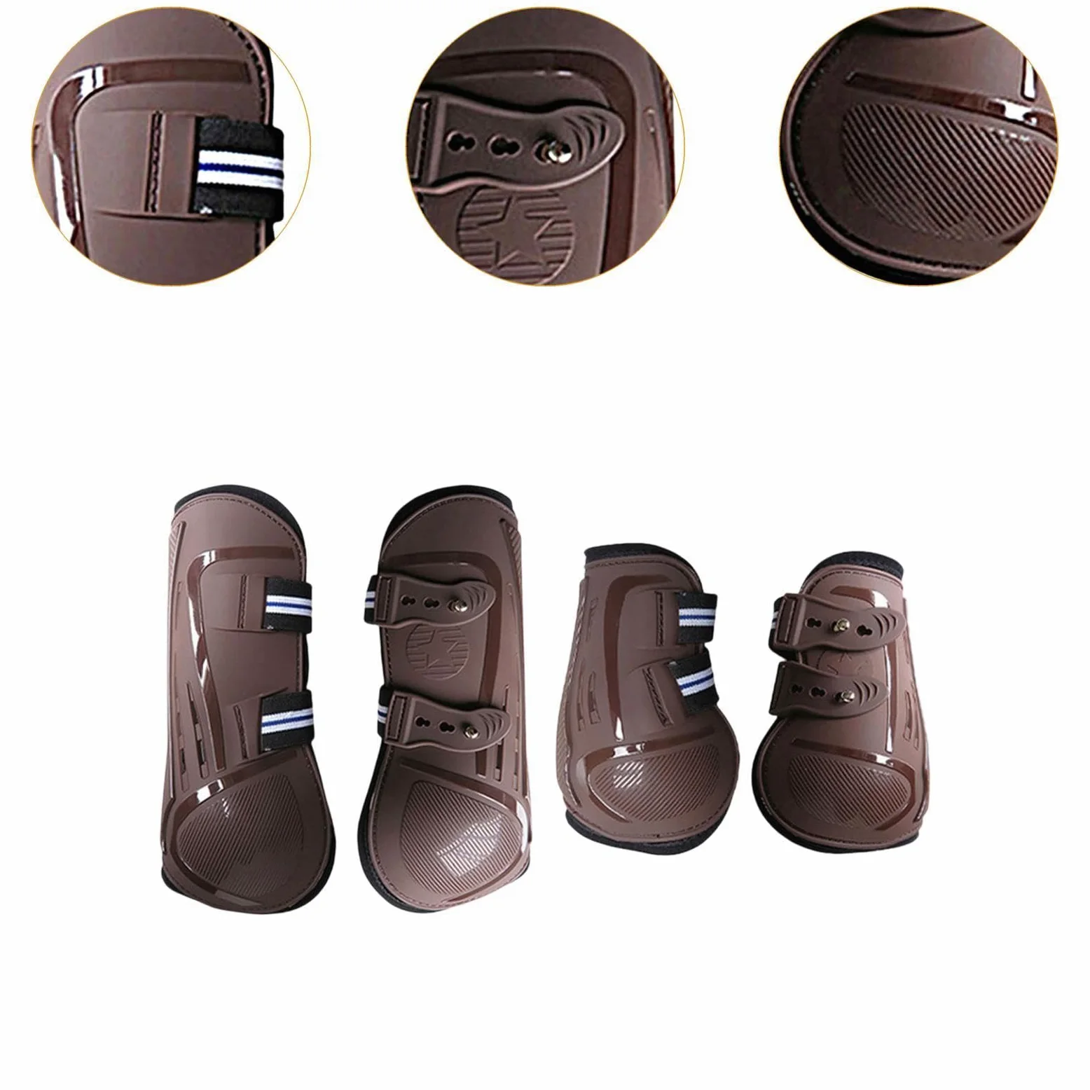 Qianly 4X Botas Protectoras para Patas de Caballo, Soporte Protector de Tendones, Vendas Cómodas para Patas, Protección para Entrenamiento, Equitación, Acces