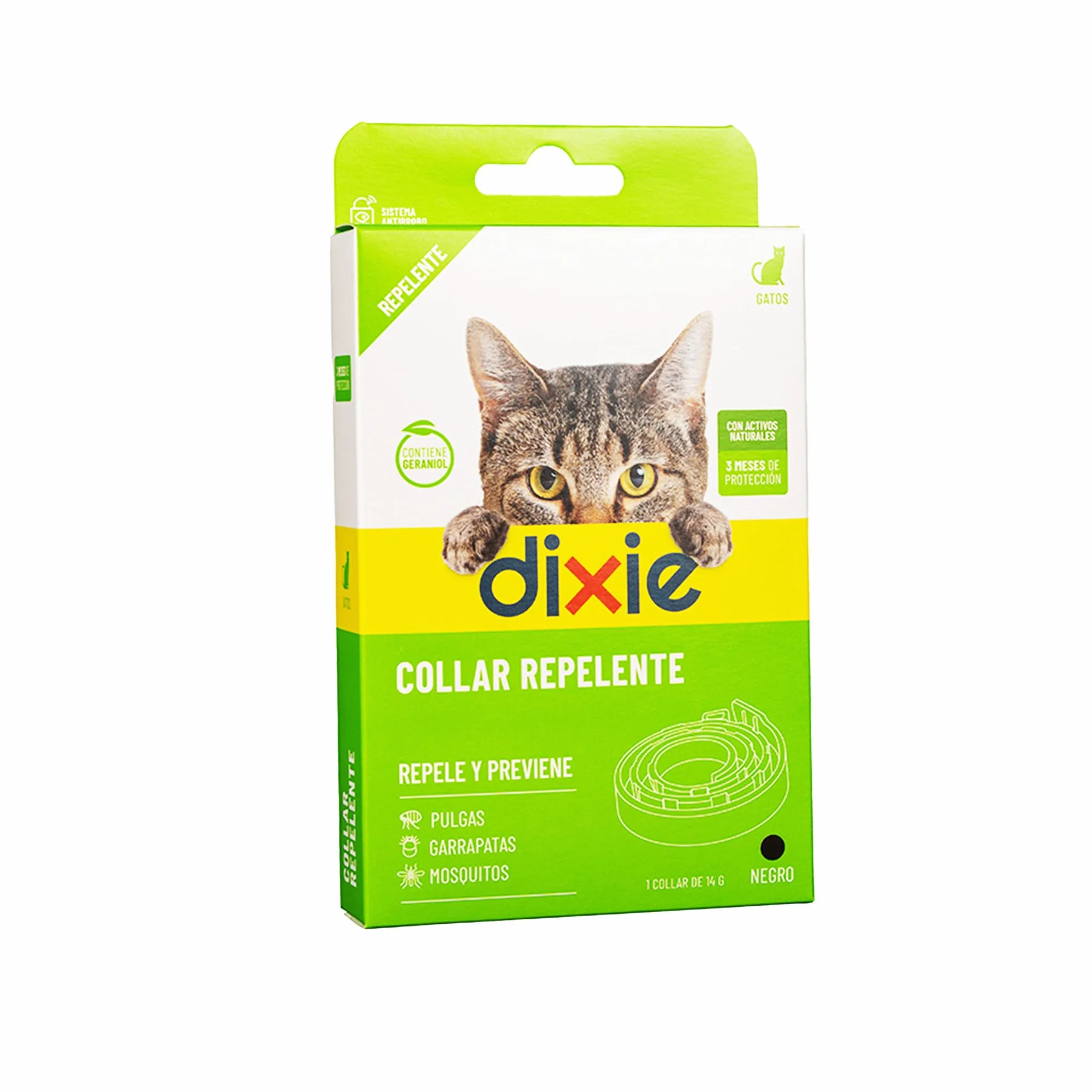 DIXIE – Collar Antipulgas para Gatos y Gatitos – Repele y Protege de Pulgas, Garrapatas y Mosquitos – Sin Insecticidas – 3 Meses de Protección Natural - 34,5 cm Ajustables para Cualquier Raza y Tamaño