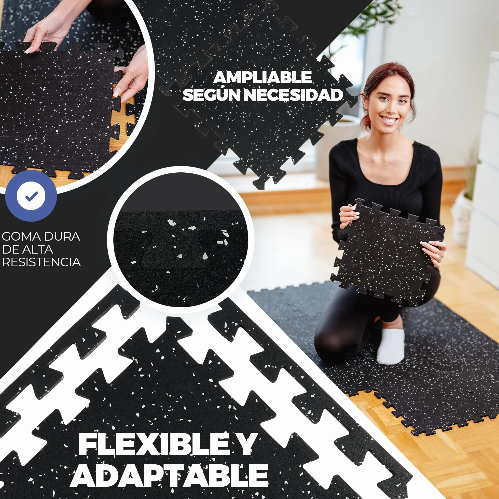 bemaxx Esterilla Fitness Suelo Gimnasio Caucho – Set de 9 Alfombras Puzzle Protector Suelo de Goma
