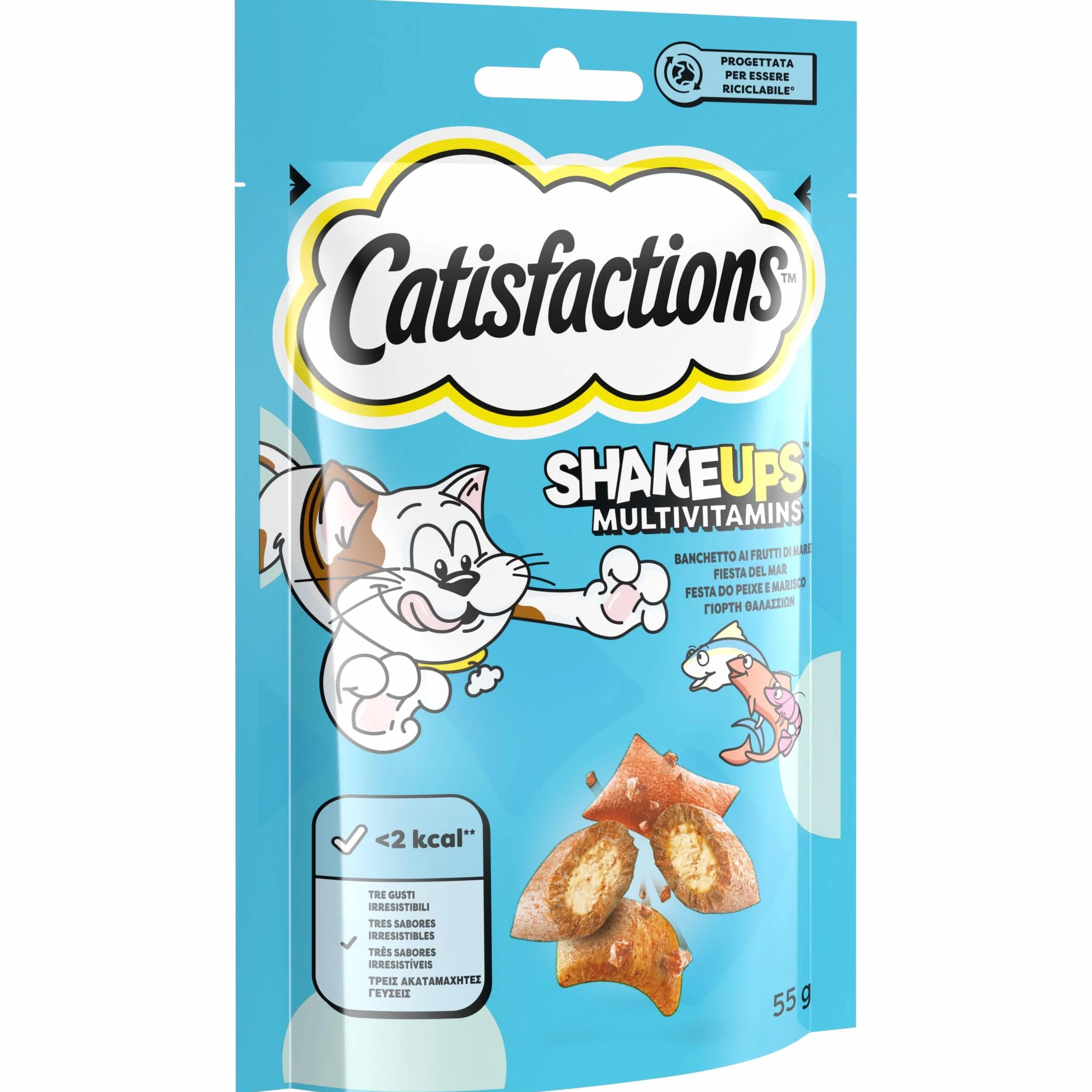 Catisfactions Premios para Gatos Sabor Fiesta del Mar 6x55g