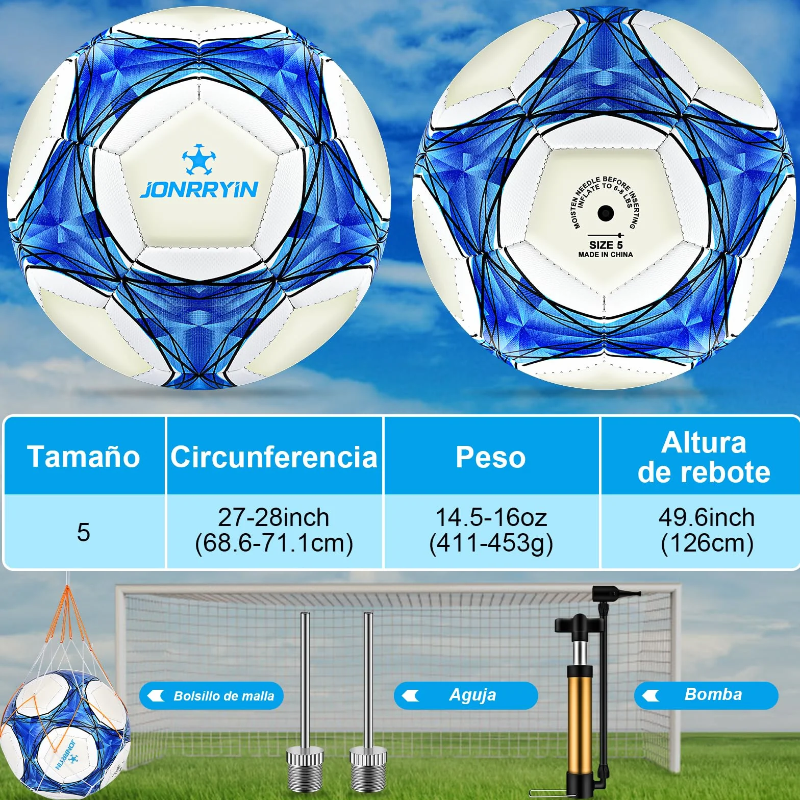 JONRRYIN Balón de Fútbol Iluminado Fluorescente Tamaño 5 para Entrenamiento y Juegos