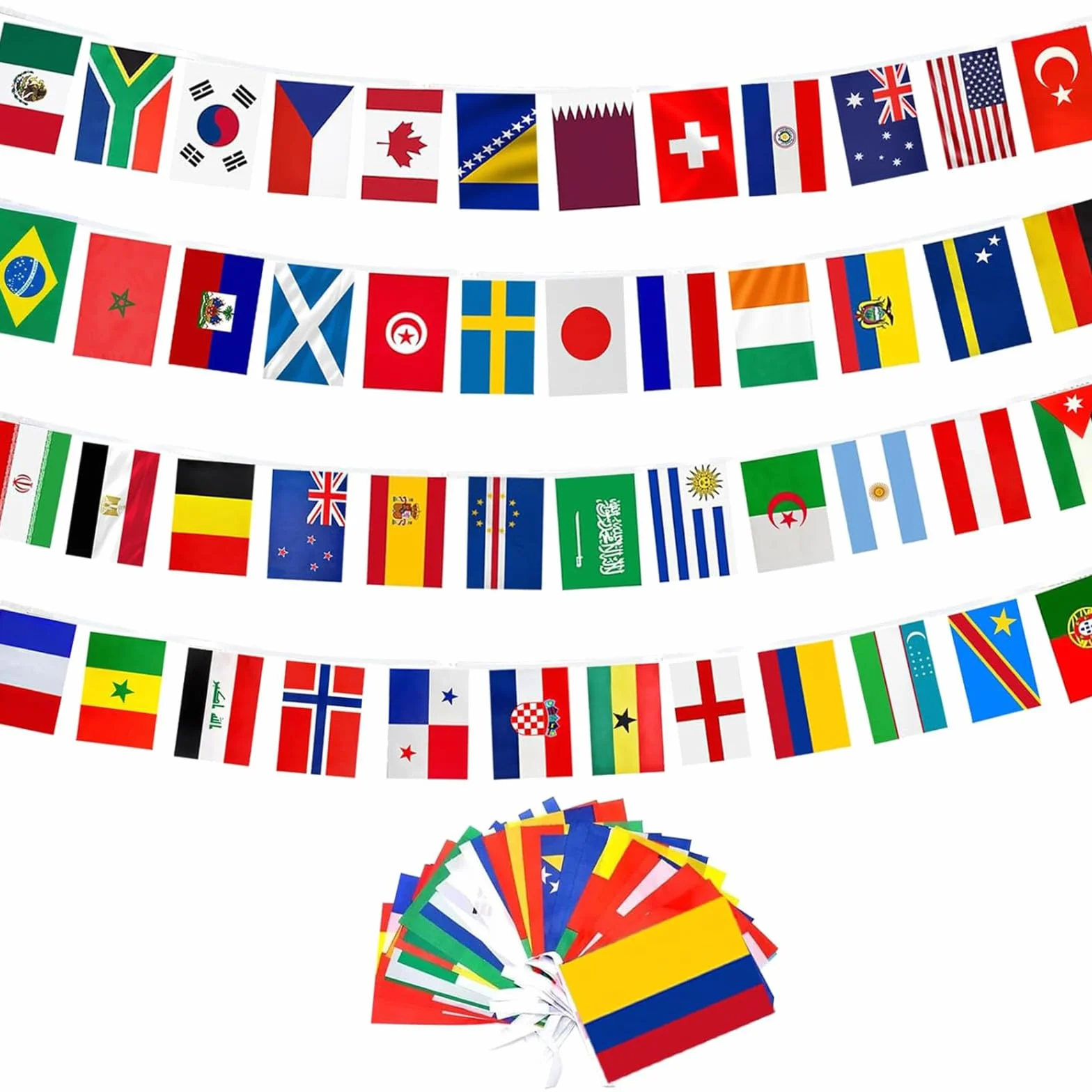 Banderas de la Copa del Mundo 2026, Banderines 48 países, 14x21 cm, para fiestas de fútbol