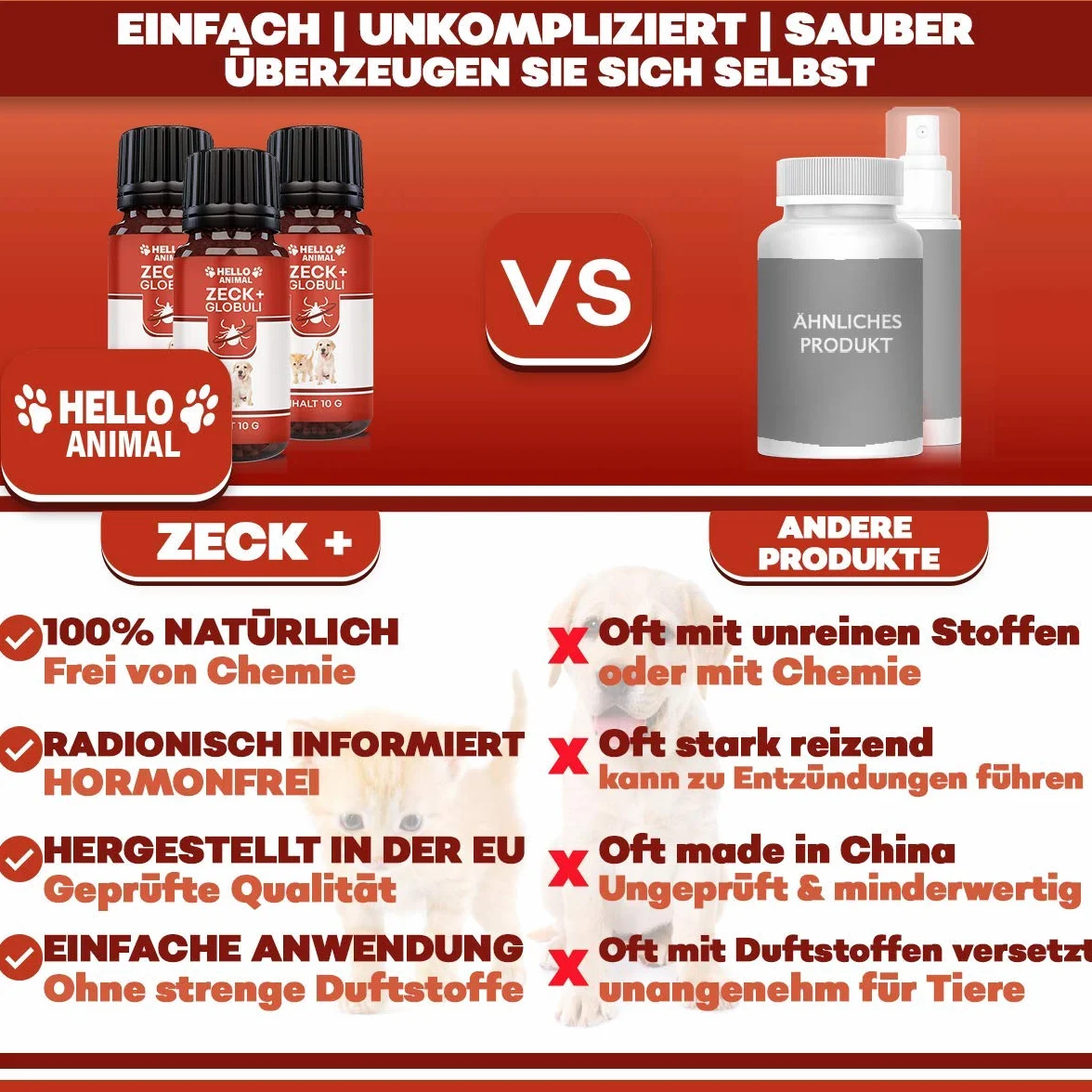 Hello Animal ZECK+ - Píldoras de 10 g, protección contra garrapatas, gato y perro, apoyo vegetal para el tiempo de las garrapatas, dosificación fácil, alimento complementario natural para animales
