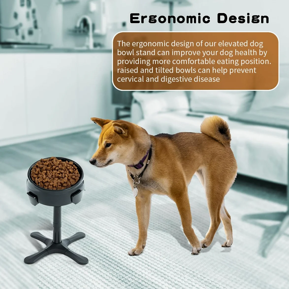 ALILEWAY - Paquete de 2 soportes elevados para cuencos para perros, ancho ajustable en altura, soportes elevados para cuencos para perros, cuencos de alimentación para mooost, almohadillas