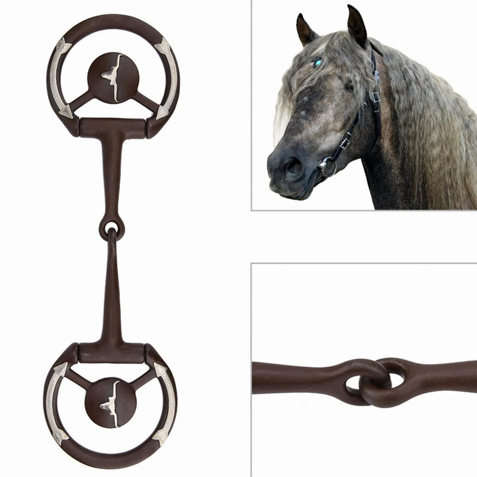 Broca de Boca de Caballo, Broca de Espesor de Acero Inoxidable Rodillo de Broca de Boca Suelta con Incrustaciones de Cobre, Accesorio de Carreras de Caballos