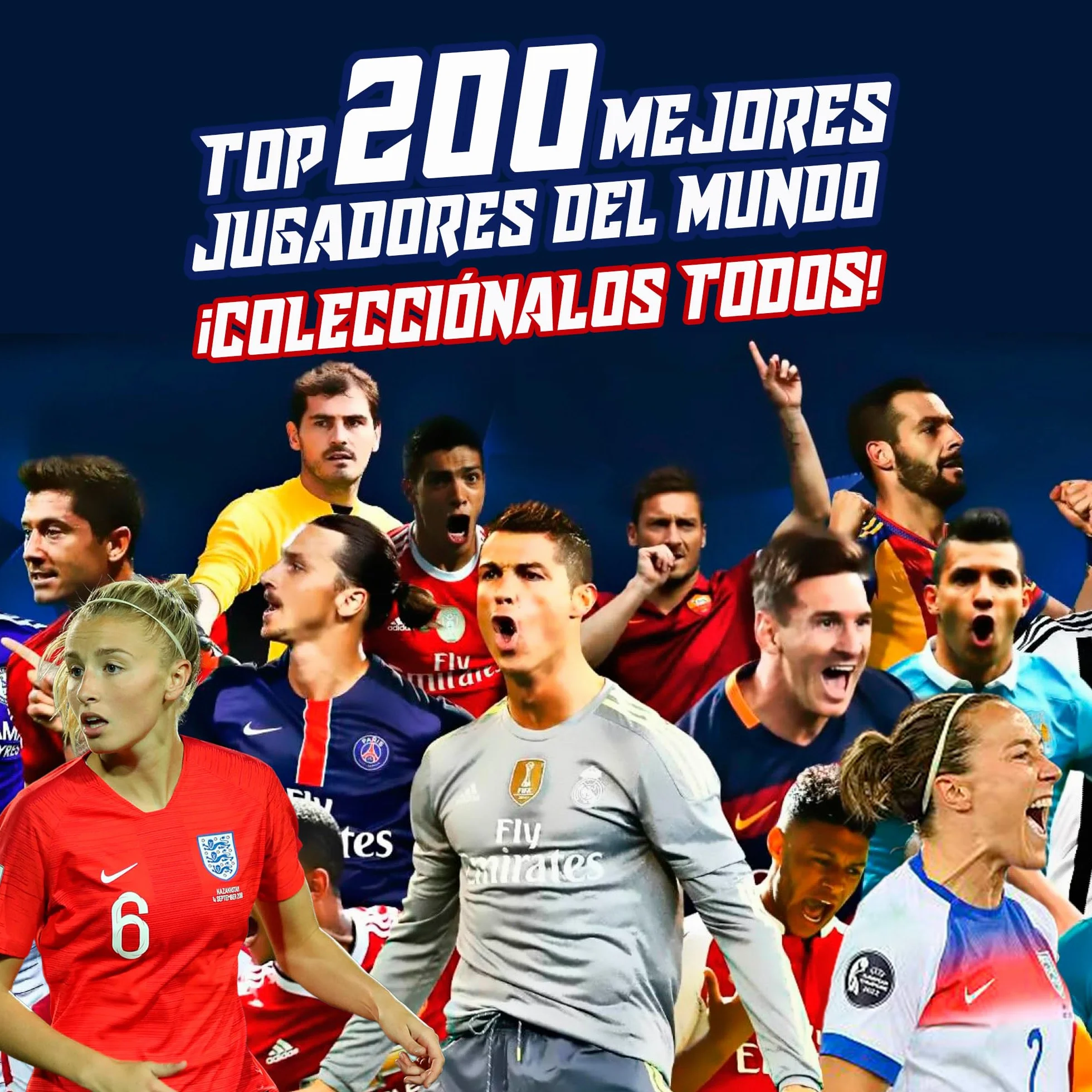Bizak Futbol Mundial Top 200 Set Trading Cards Verde 34 Cartas Coleccionables Jugadores Top