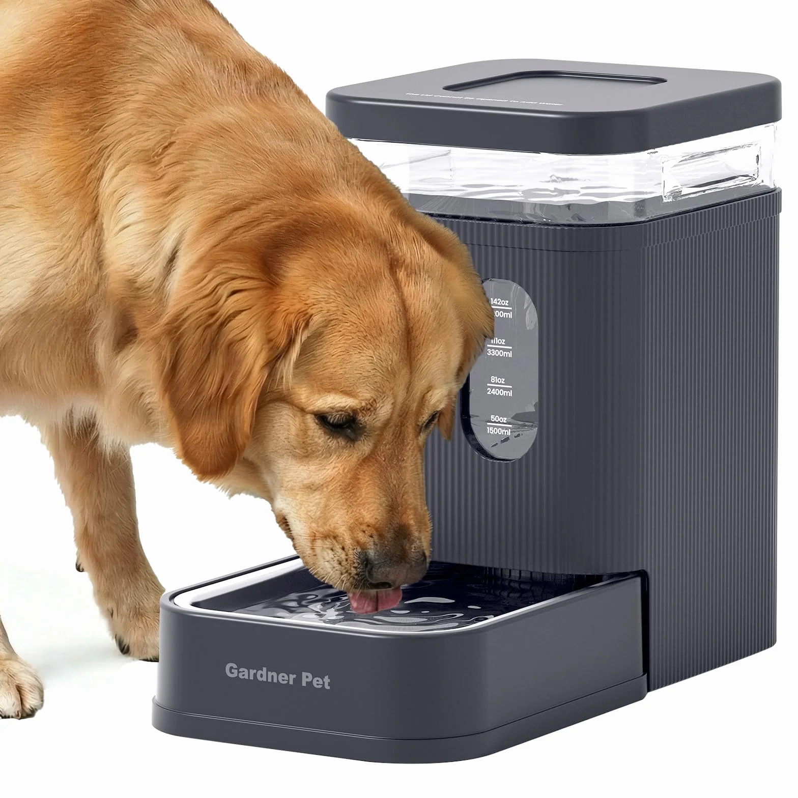 Gardner Pet dispensador Agua Gatos automático de 6.5L, Bebedero Perro automatico por Gravedad con Cuenco de Acero Inoxidable, dispensador de Agua para Perros, sin Electricidad, Libre de BPA - Gris
