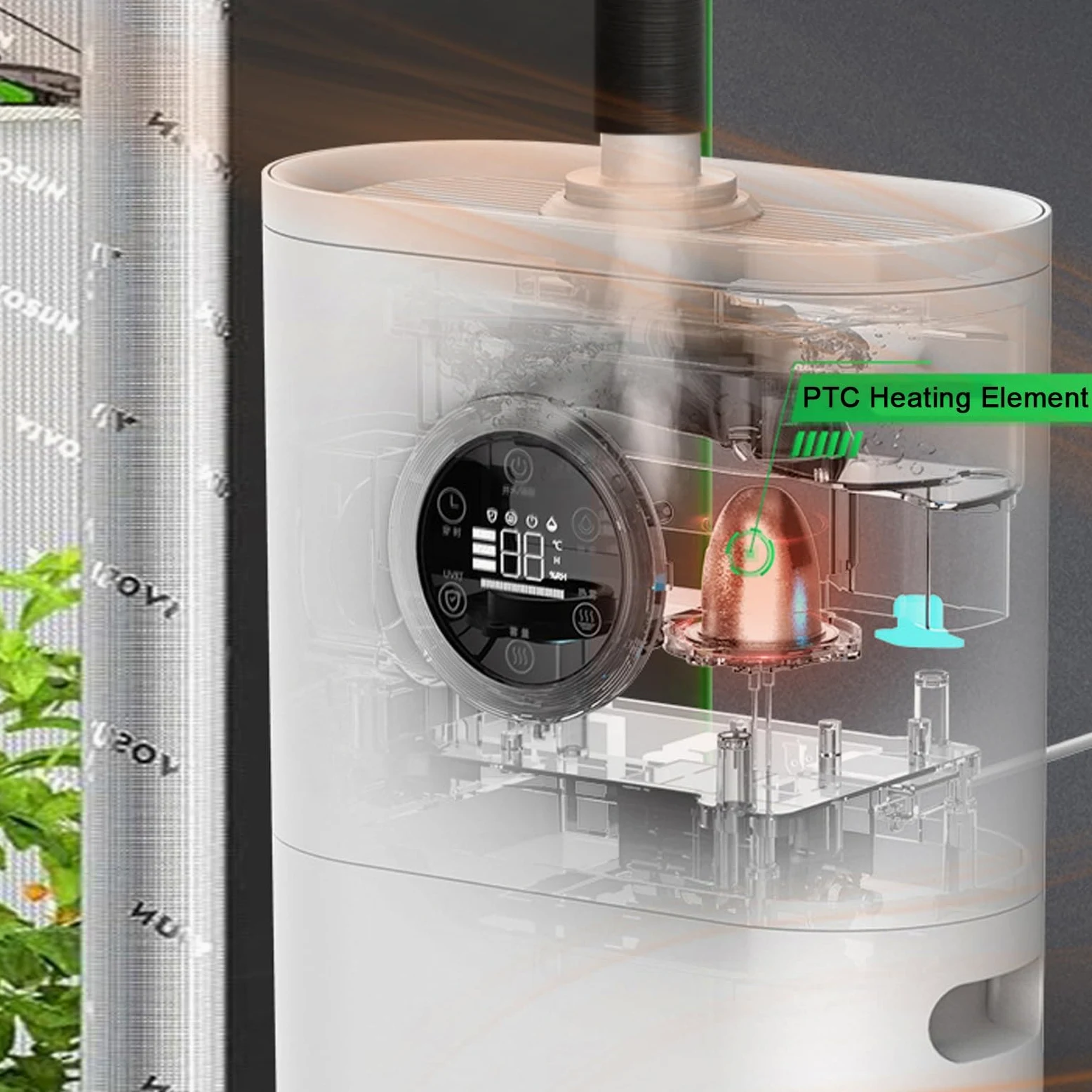 Humidificador de Gran Capacidad de 12L para Iguana, Nebulizador Inteligente de Niebla Cálida para Terrarios de Pogona Vitticeps, Nebulizador para Reptiles Tropicales.(Smart Version)