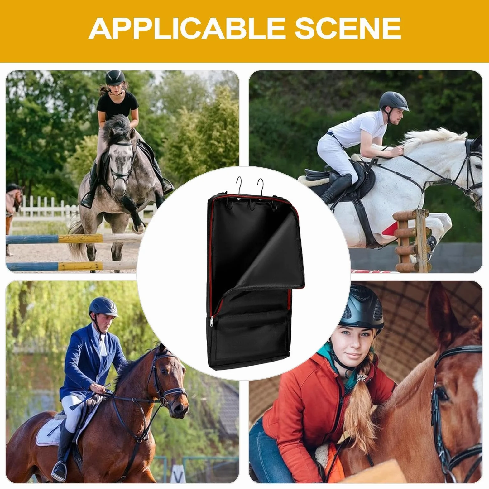 Bridle Bag - Bolsa de transporte para caballos con bolsillos con cremallera, correa de hombro ajustable reutilizable, multiusos, impermeable, organizador estable, suministros ecuestres para